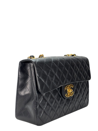 CHANEL - Black Lambskin Jumbo Flap Bag 34