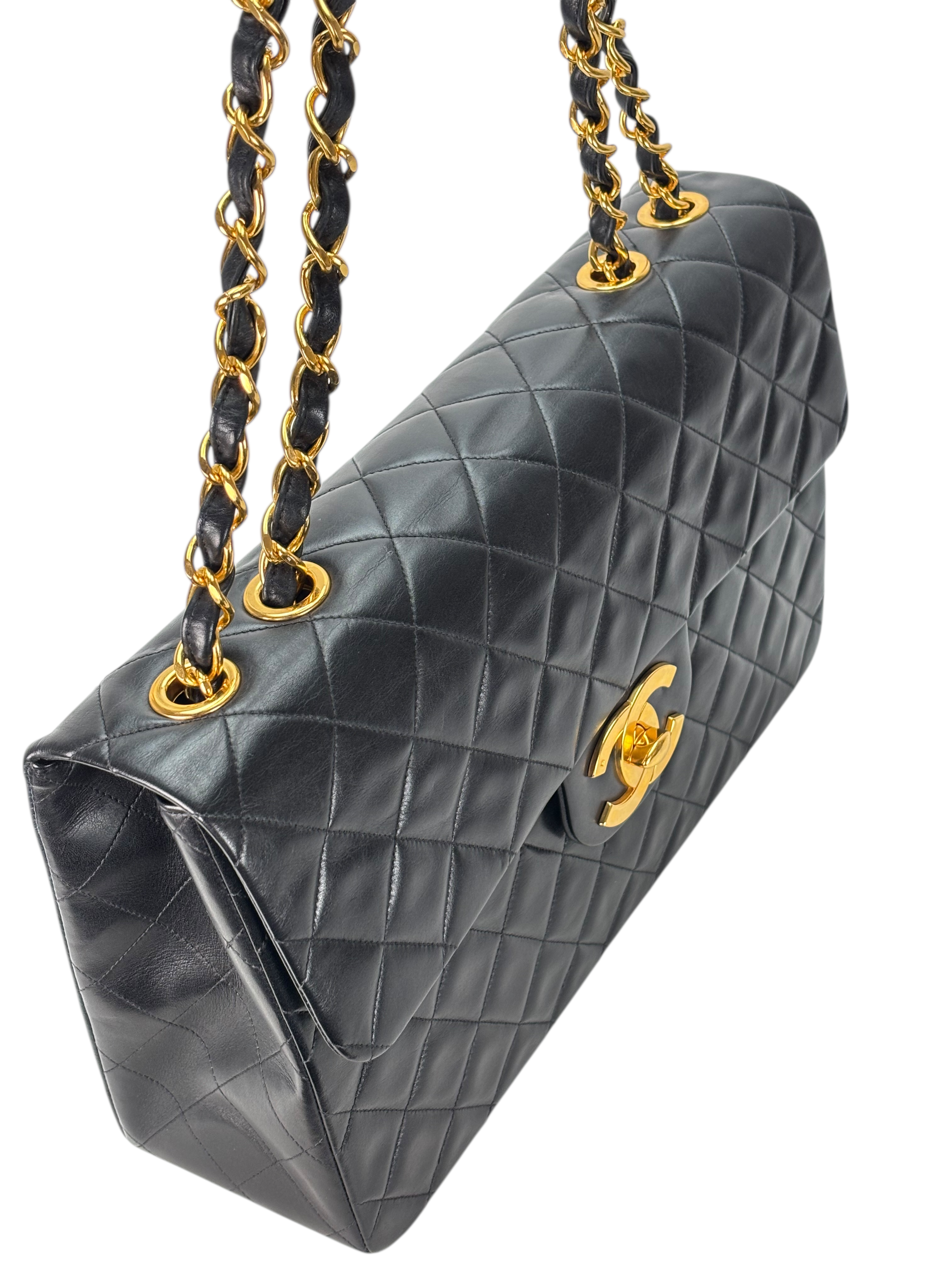 CHANEL - Black Lambskin Jumbo Flap Bag 34