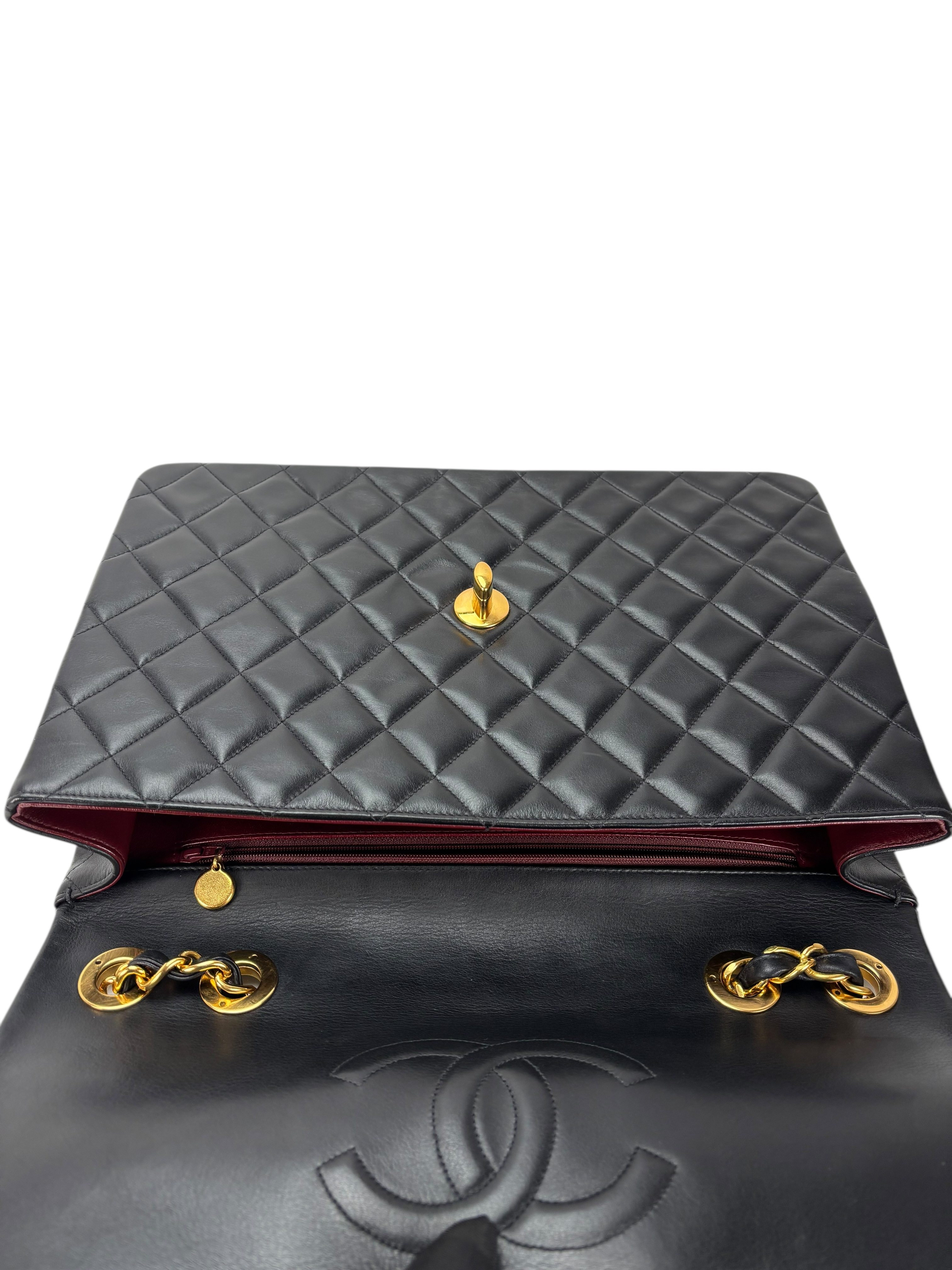 CHANEL - Black Lambskin Jumbo Flap Bag 34