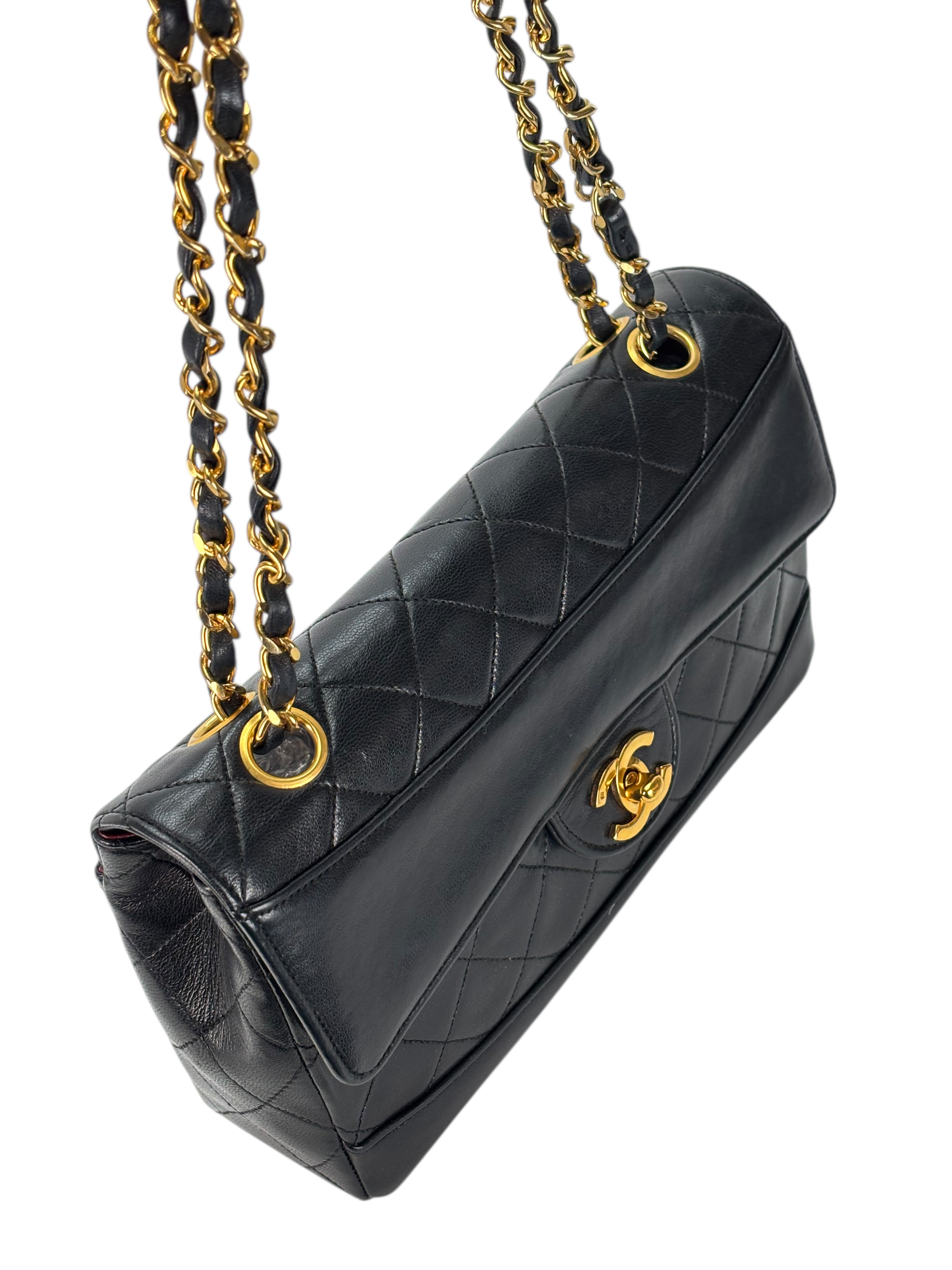 CHANEL - Lambskin Black Matelasse Coco Mark Chain Shoulder Bag