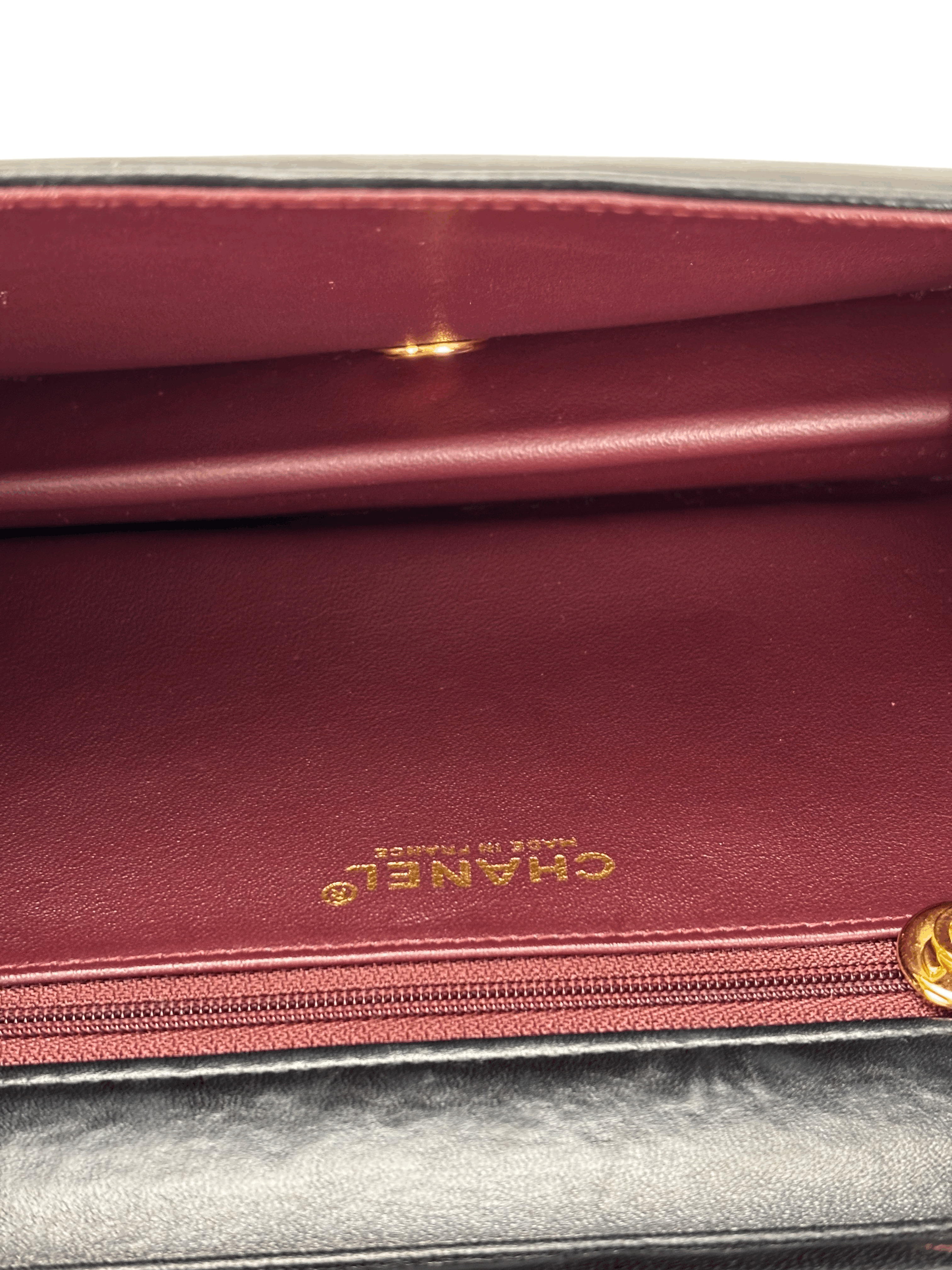 CHANEL - Black Lambskin Turn Lock Full flap Chain Shoulder Bag