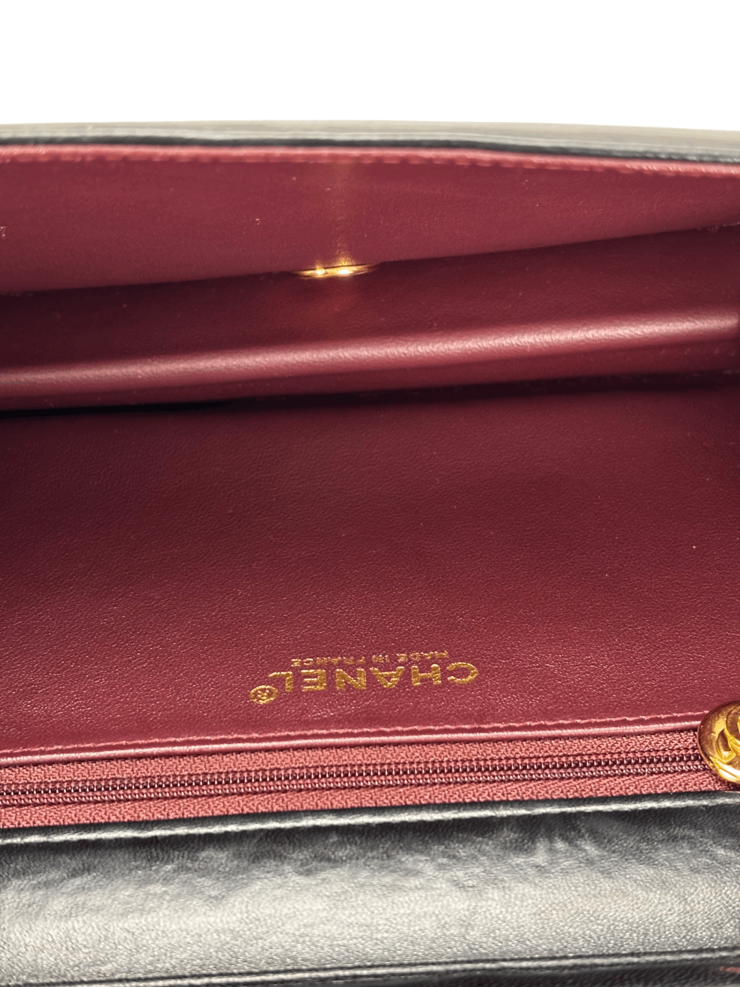 CHANEL - Black Lambskin Turn Lock Full flap Chain Shoulder Bag