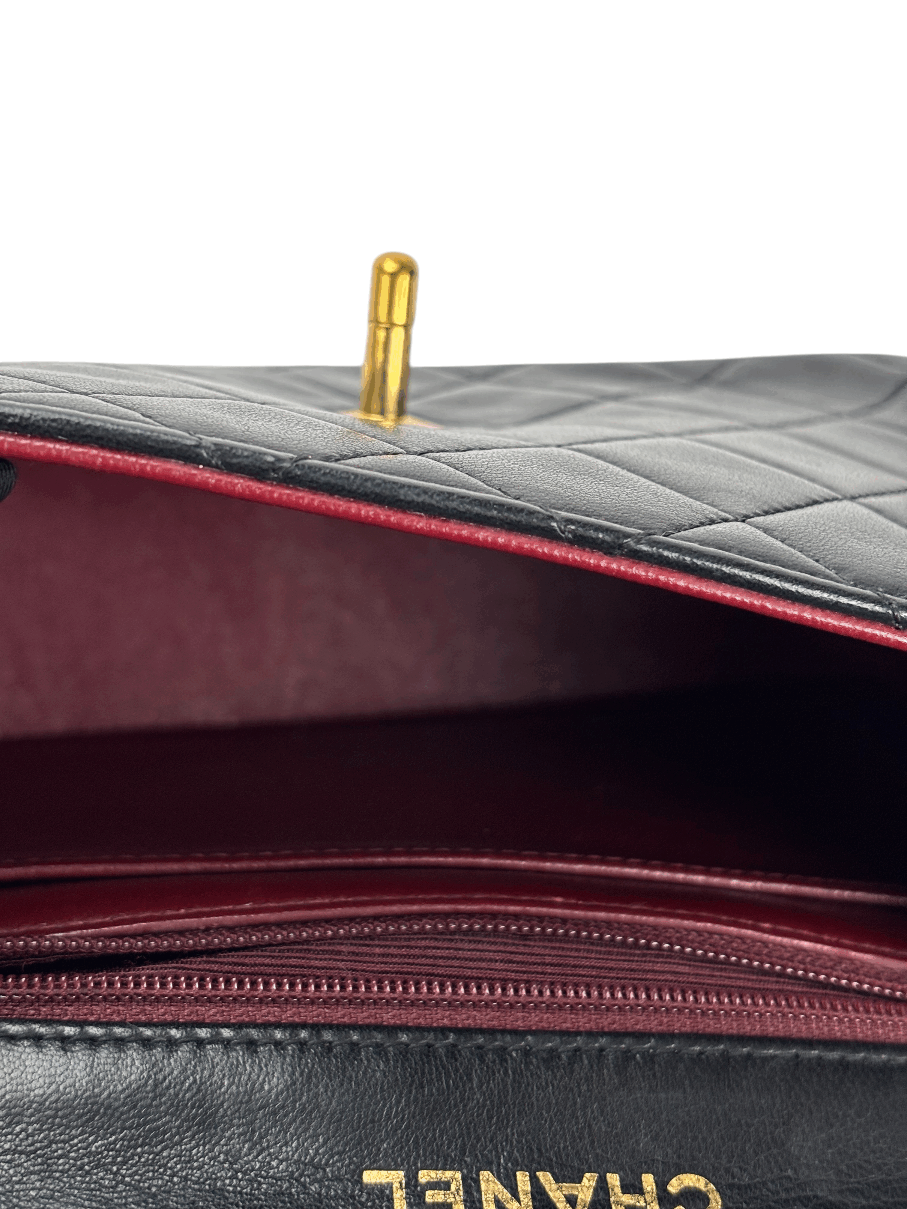 CHANEL - Black Lambskin Mini Classic Square Flap Shoulder Bag 17