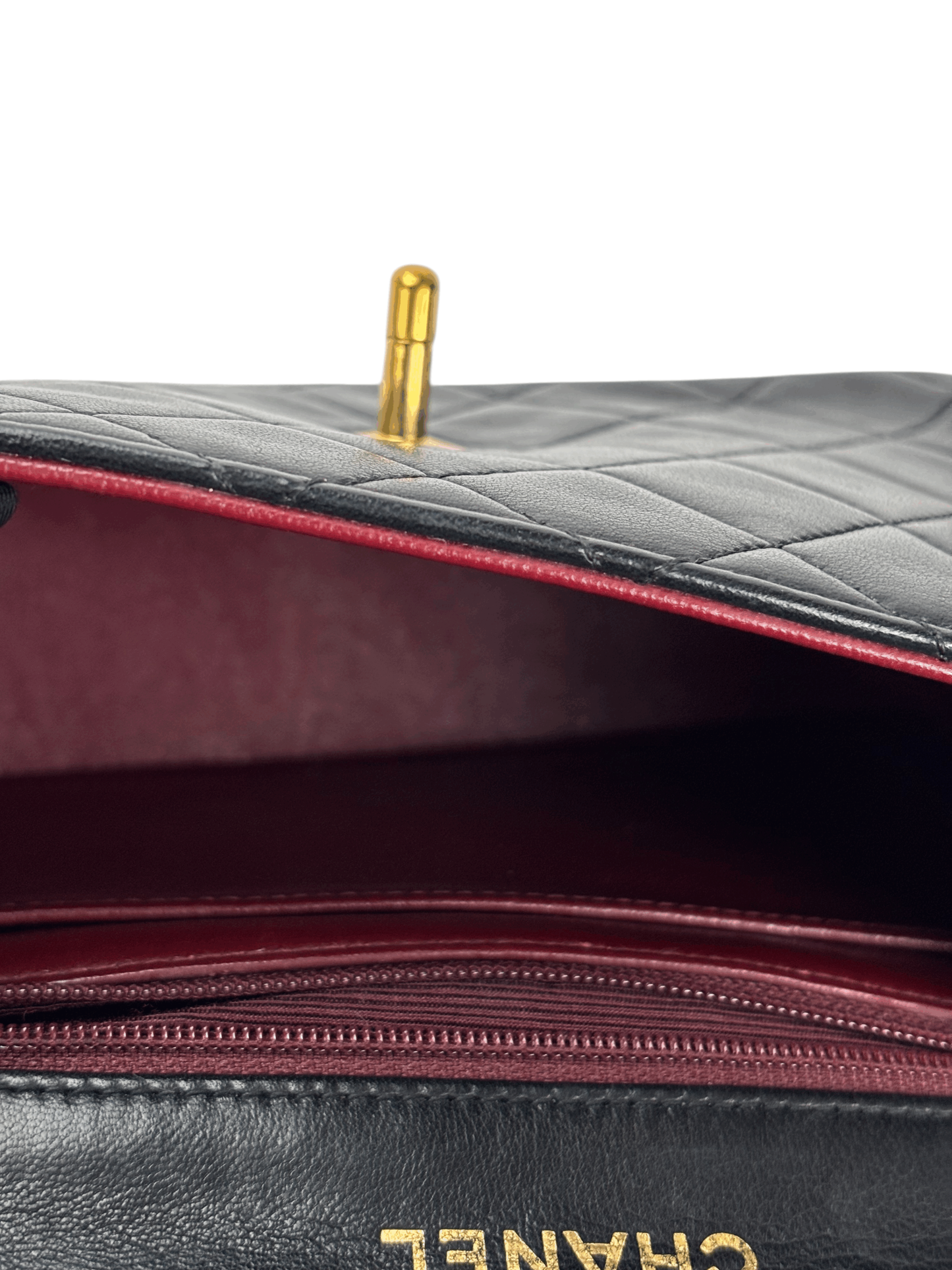 CHANEL - Black Lambskin Mini Classic Square Flap Shoulder Bag 17