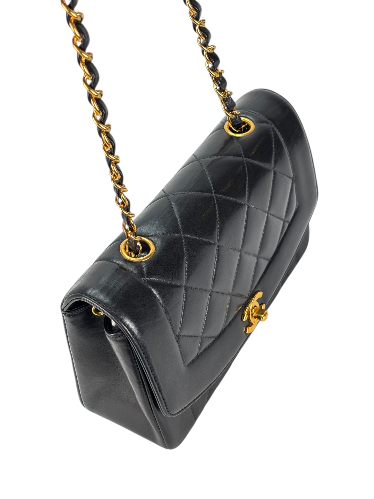 CHANEL - Black Lambskin Small Diana Shoulder Bag