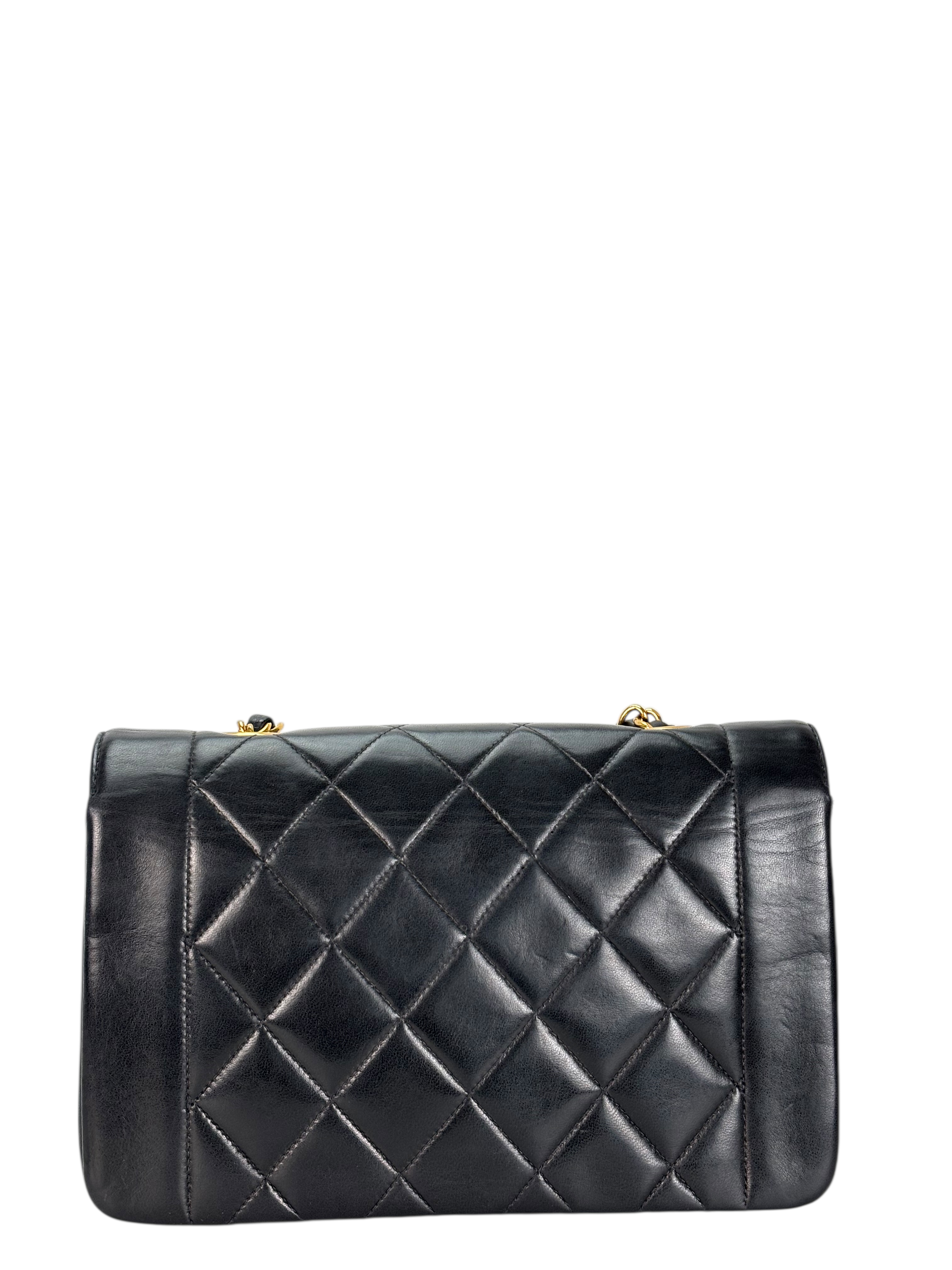 CHANEL - Black Lambskin Small Diana Shoulder Bag