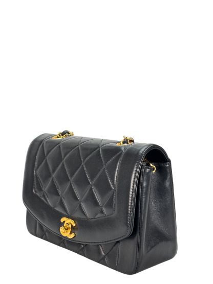 CHANEL - Black Lambskin Small Diana Shoulder Bag