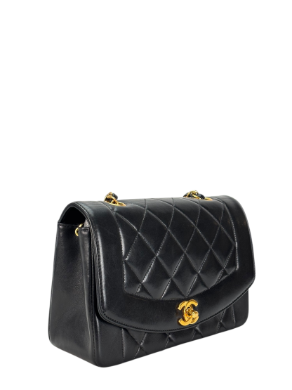 CHANEL - Black Lambskin Small Diana Shoulder Bag