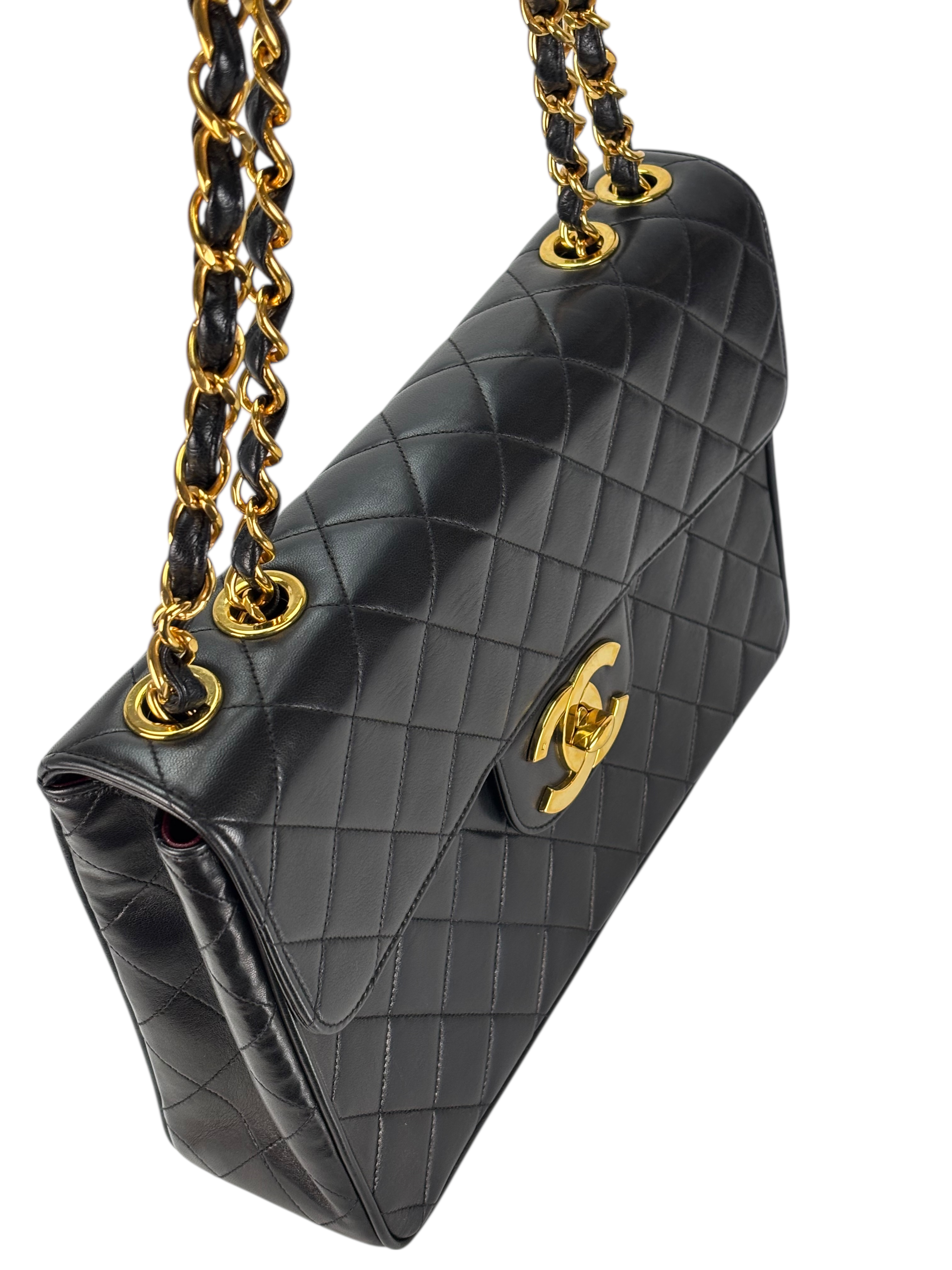 CHANEL - Black Lambskin Jumbo Flap Bag 30