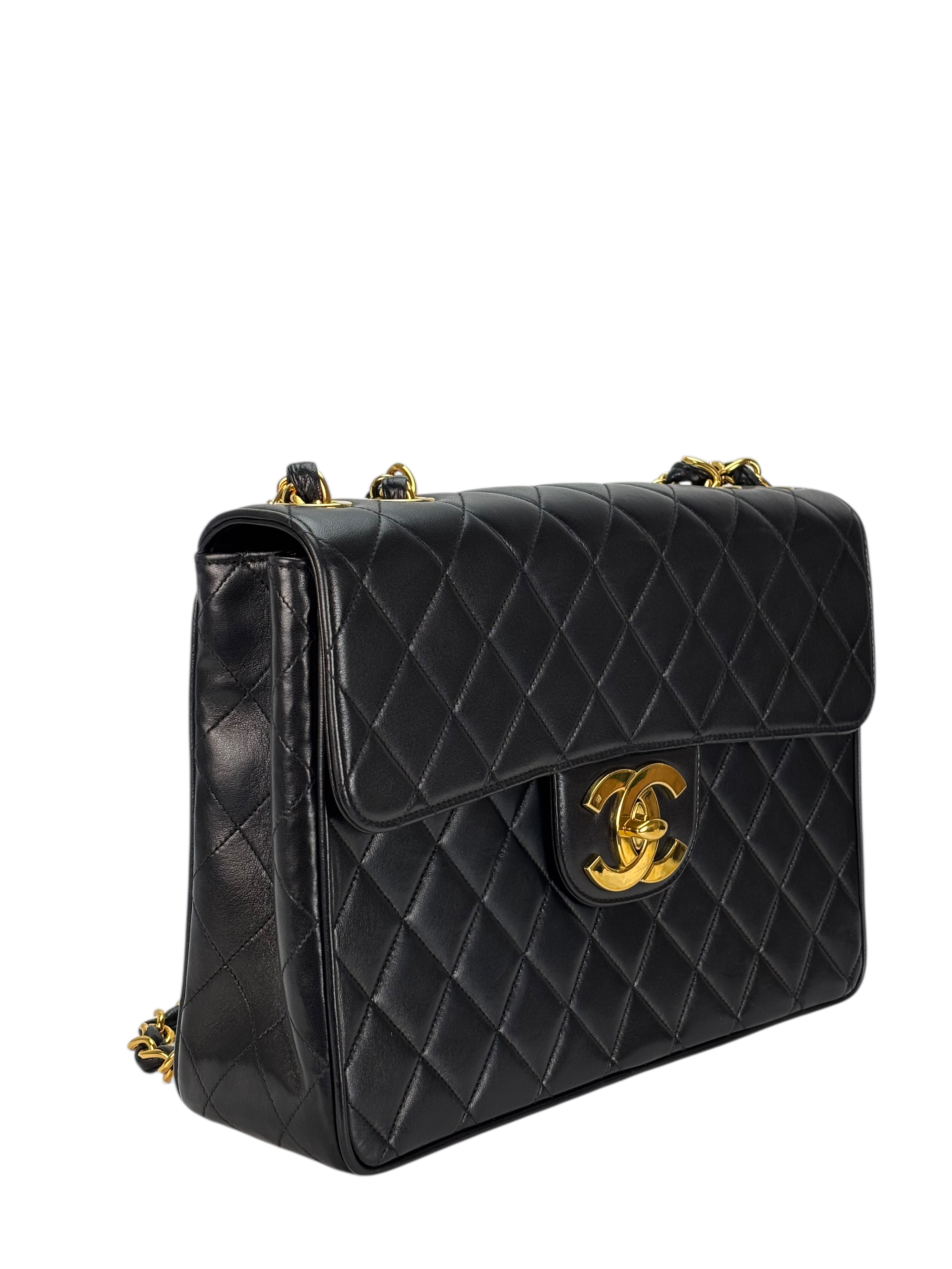 CHANEL - Black Lambskin Jumbo Flap Bag 30