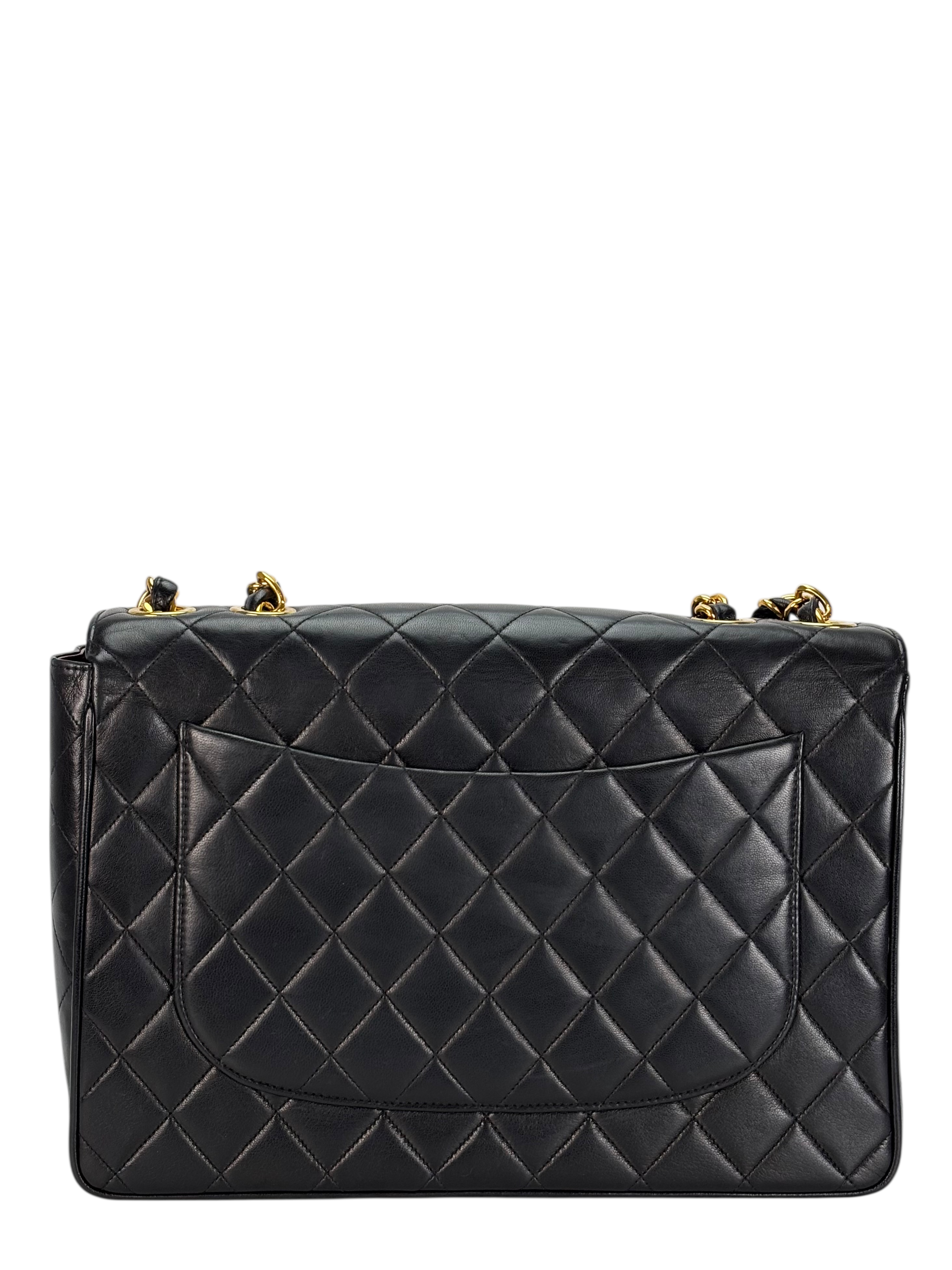 CHANEL - Black Lambskin Jumbo Flap Bag 30