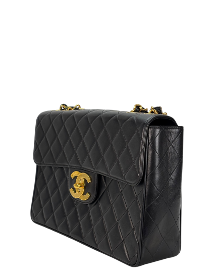 CHANEL - Black Lambskin Jumbo Flap Bag 30