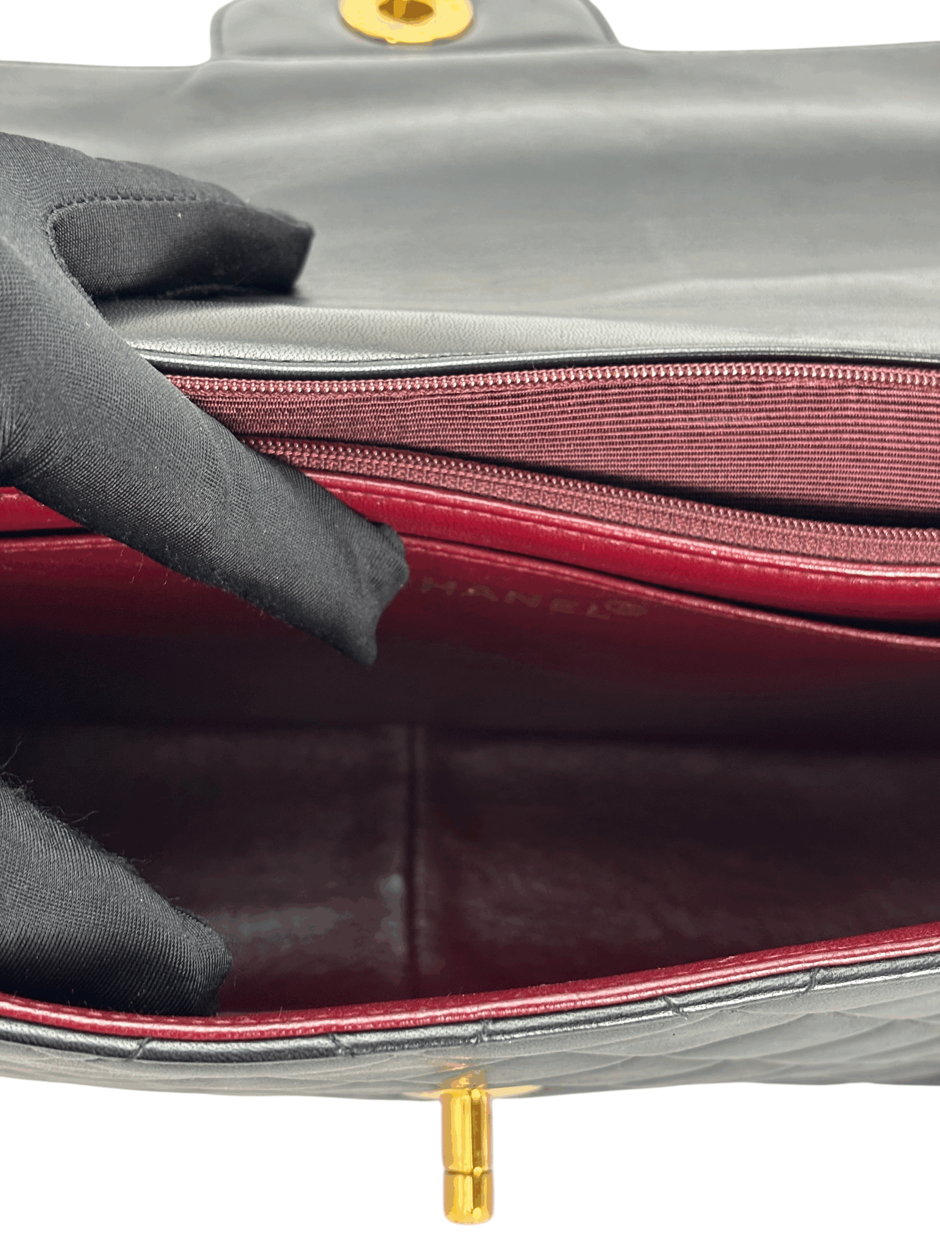 CHANEL - Black Lambskin Jumbo Flap Bag 30