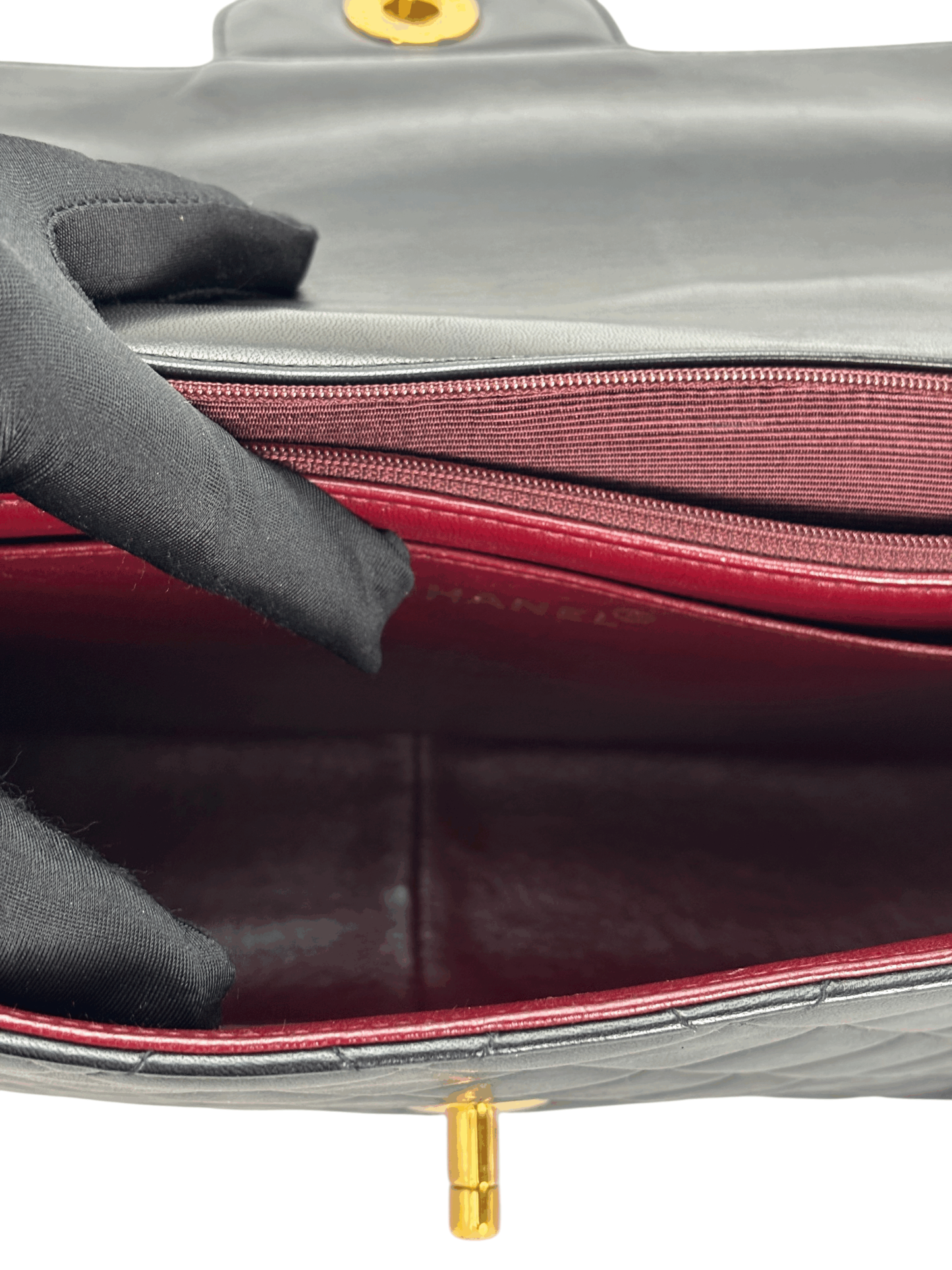 CHANEL - Black Lambskin Jumbo Flap Bag 30