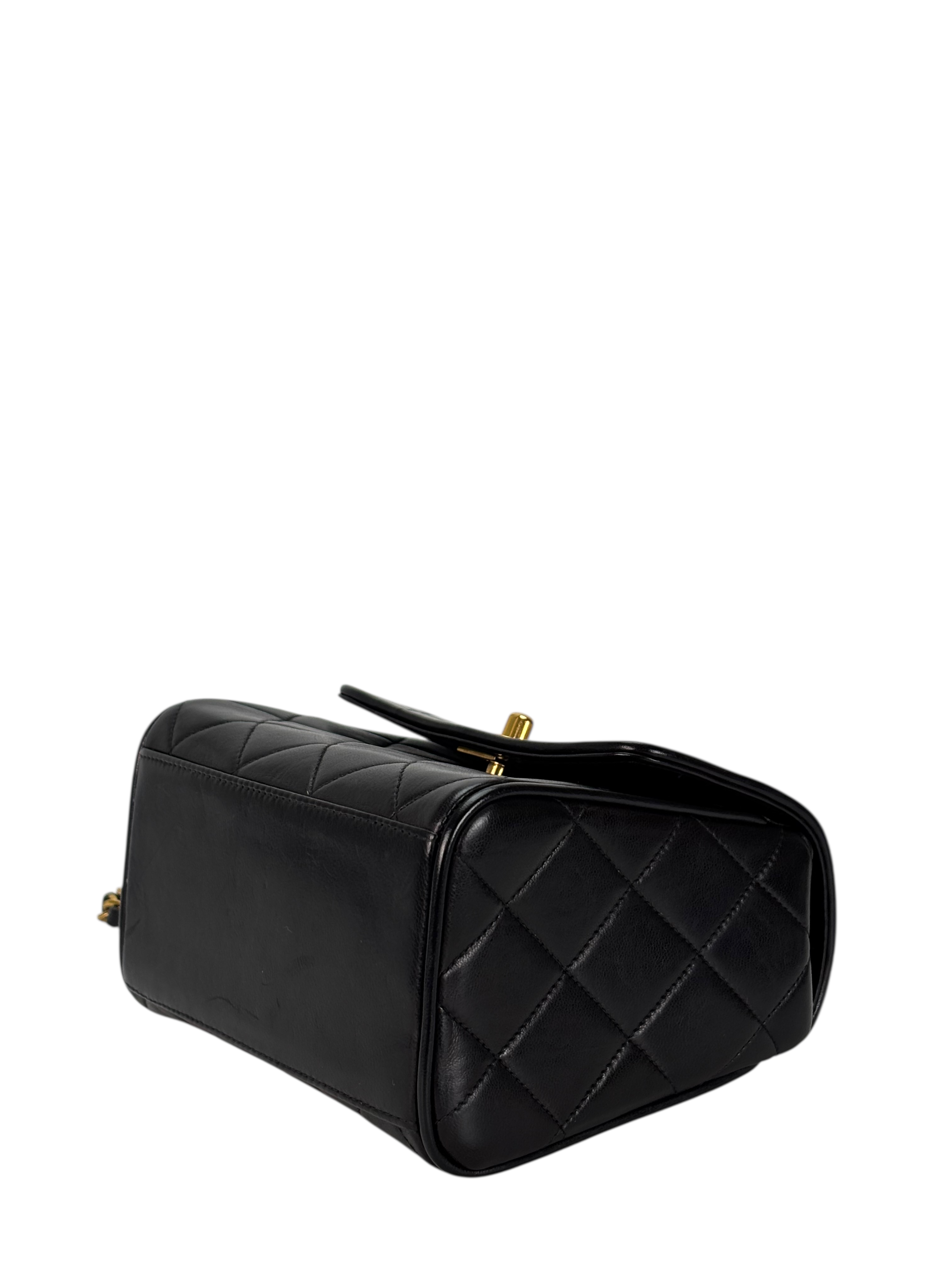 CHANEL - Black Lambskin Mini Matelasse Coco Mark Chain Shoulder Bag  