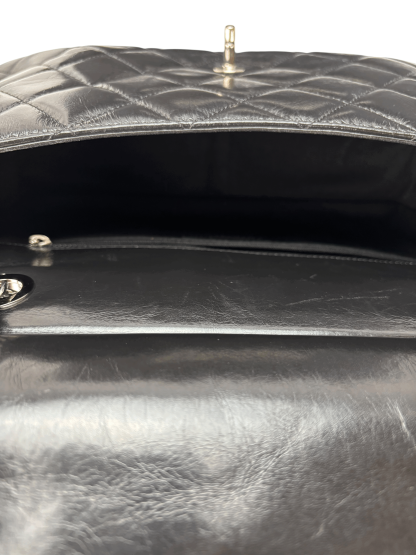 CHANEL - Black Oiled Leather Calfskin Quilted Small CC Tote Bag