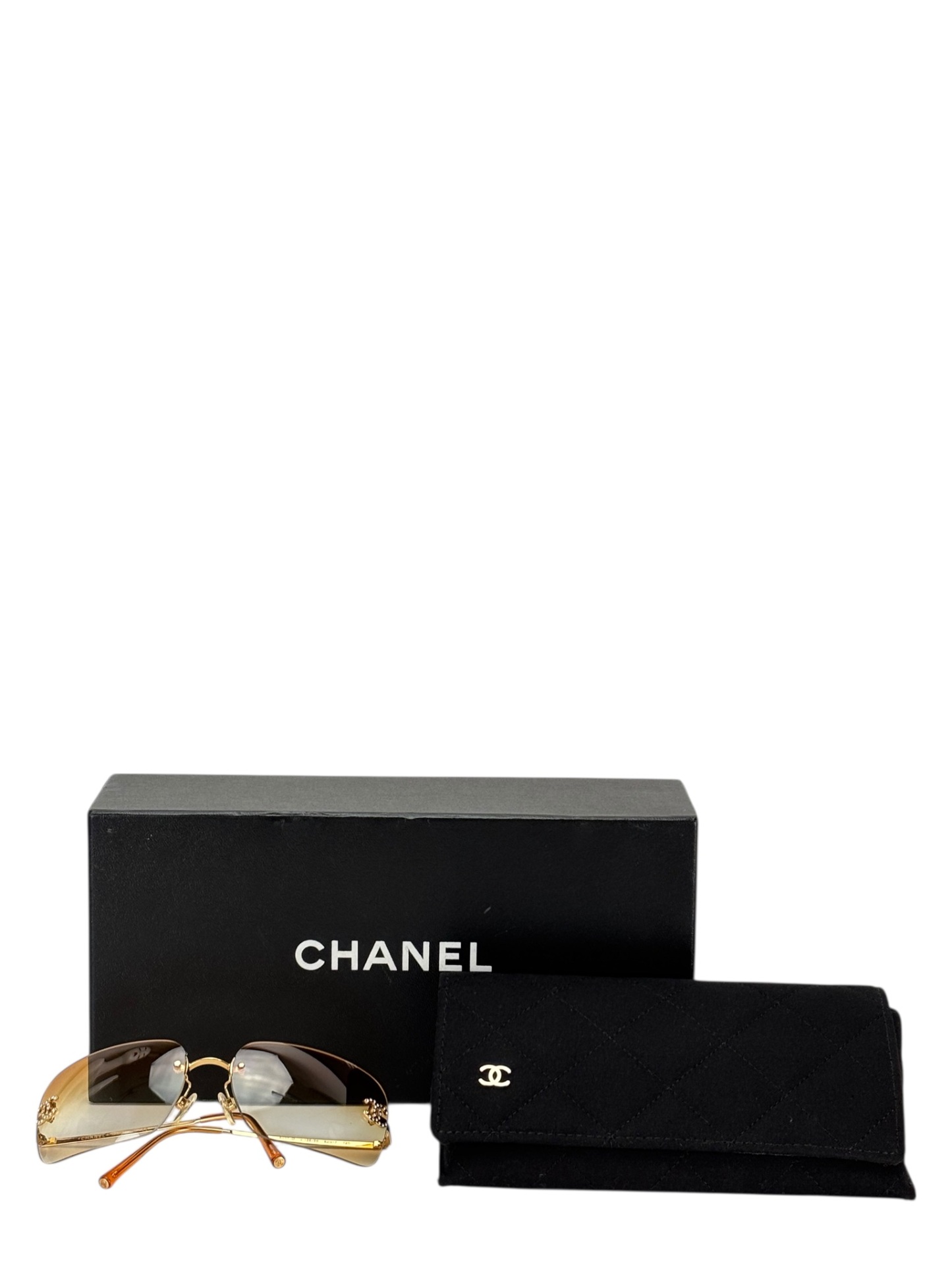 小物 CHANEL Coco Mark Rimless sunglasses CHANEL - Blue Coco Mark Sunglasses Sliver Metal – Camellia Vintage