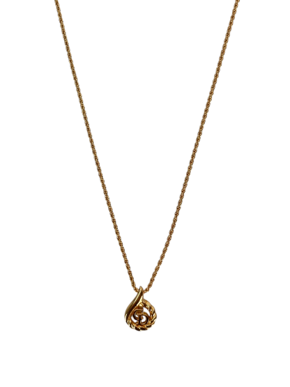 CHANEL - Gold CD Logo Metal Necklace 