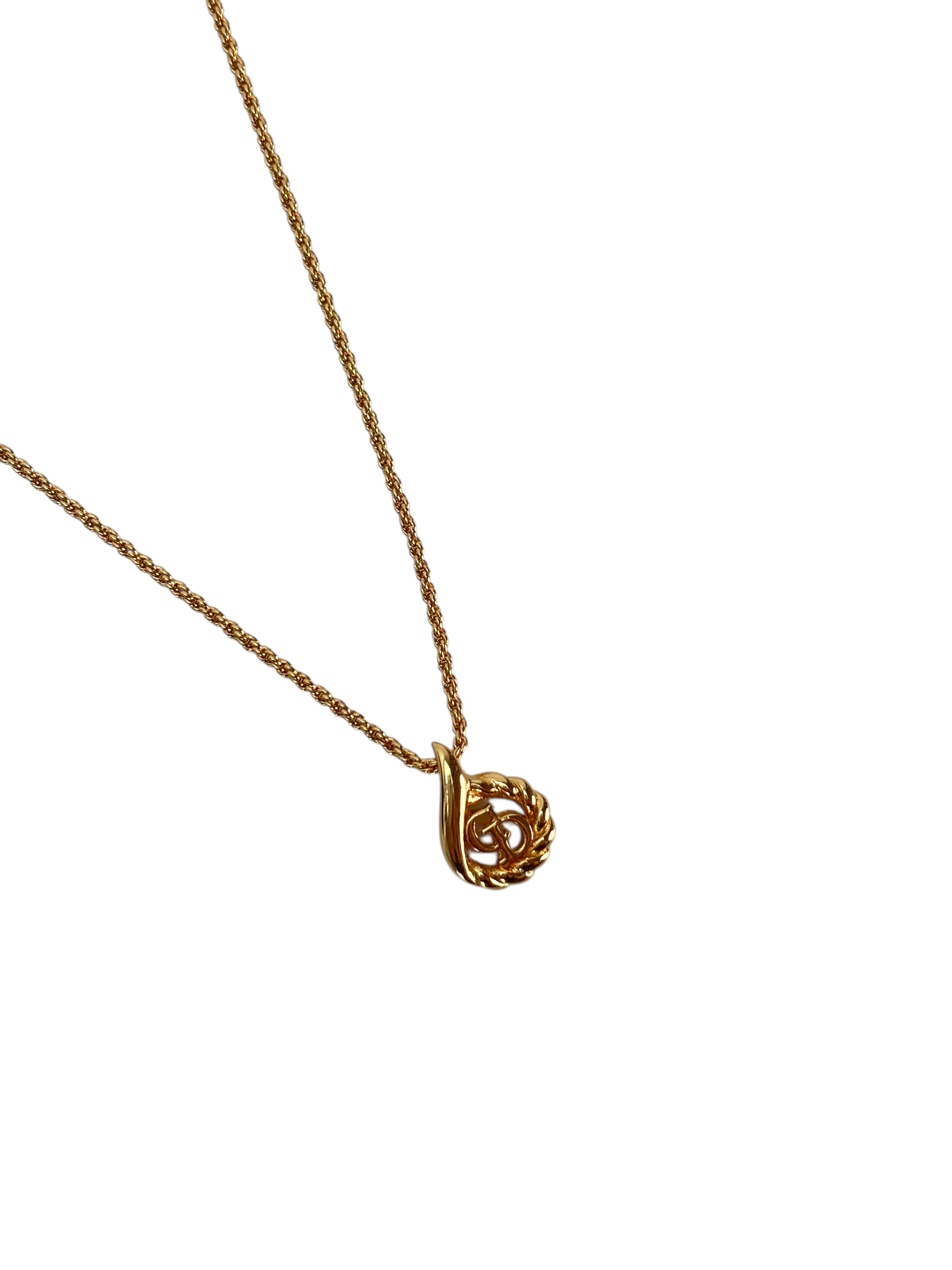CHANEL - Gold CD Logo Metal Necklace 