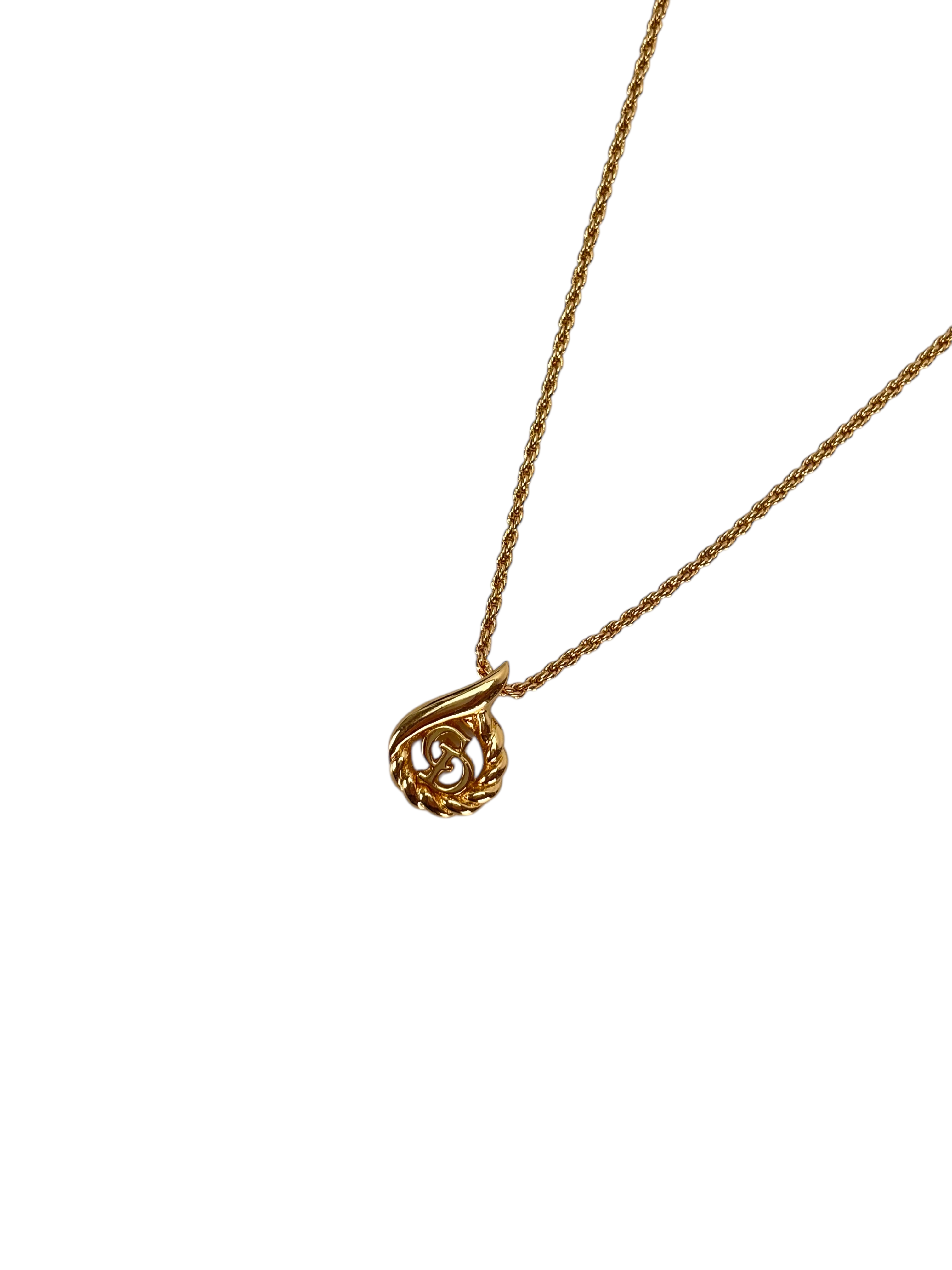 CHANEL - Gold CD Logo Metal Necklace 
