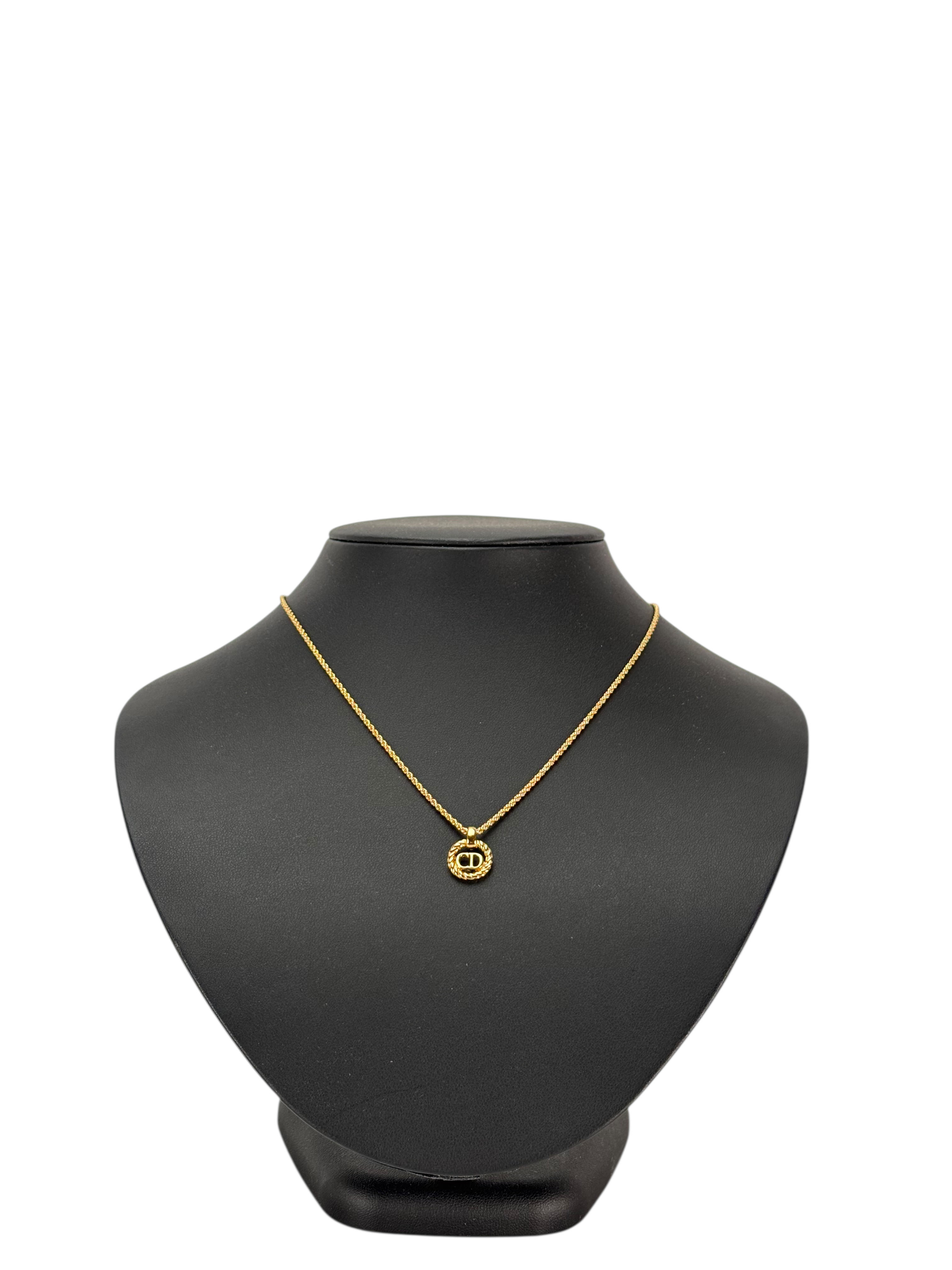 CHRISTIAN DIOR - Gold CD Logo Metal Necklace 