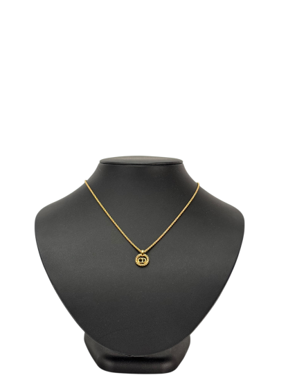 CHRISTIAN DIOR - Gold CD Logo Metal Necklace 