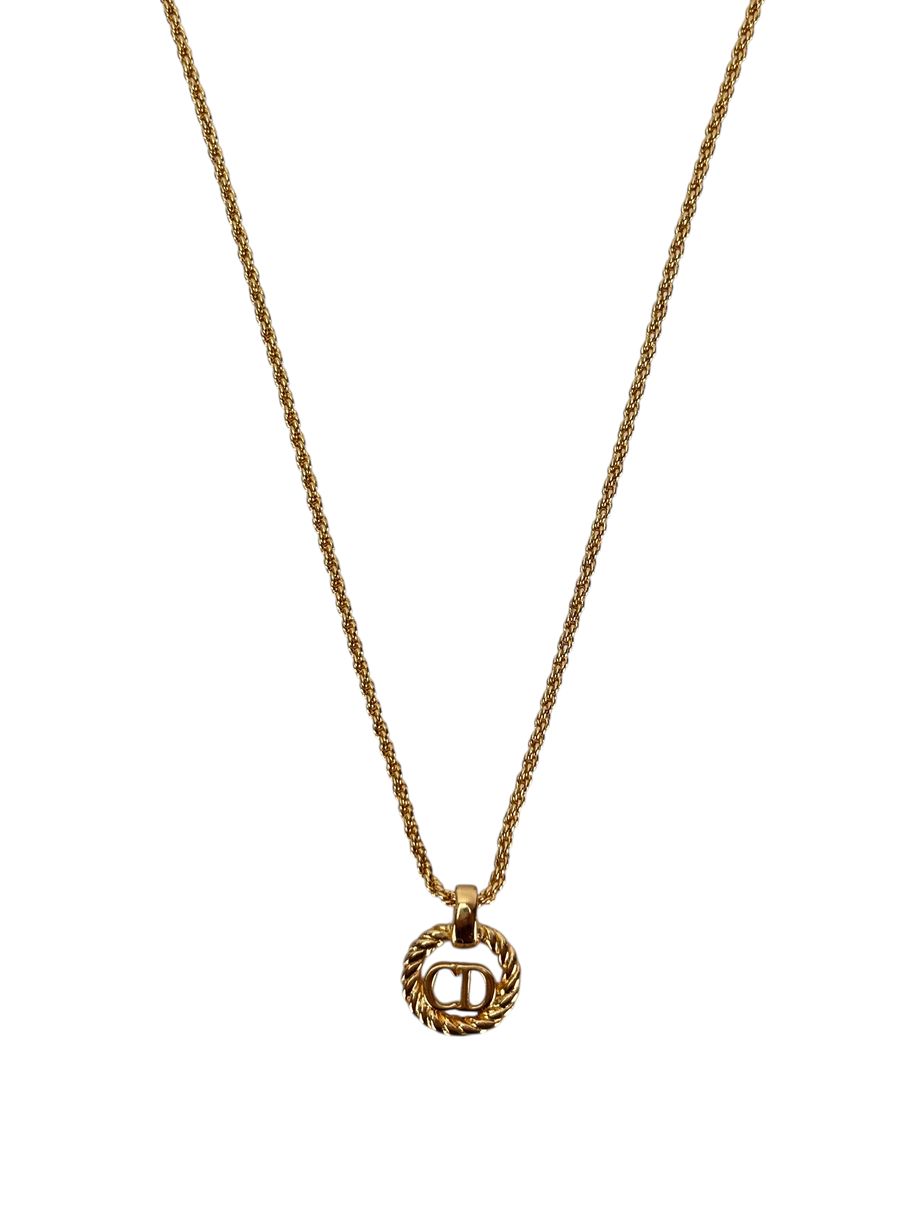 CHRISTIAN DIOR - Gold CD Logo Metal Necklace 