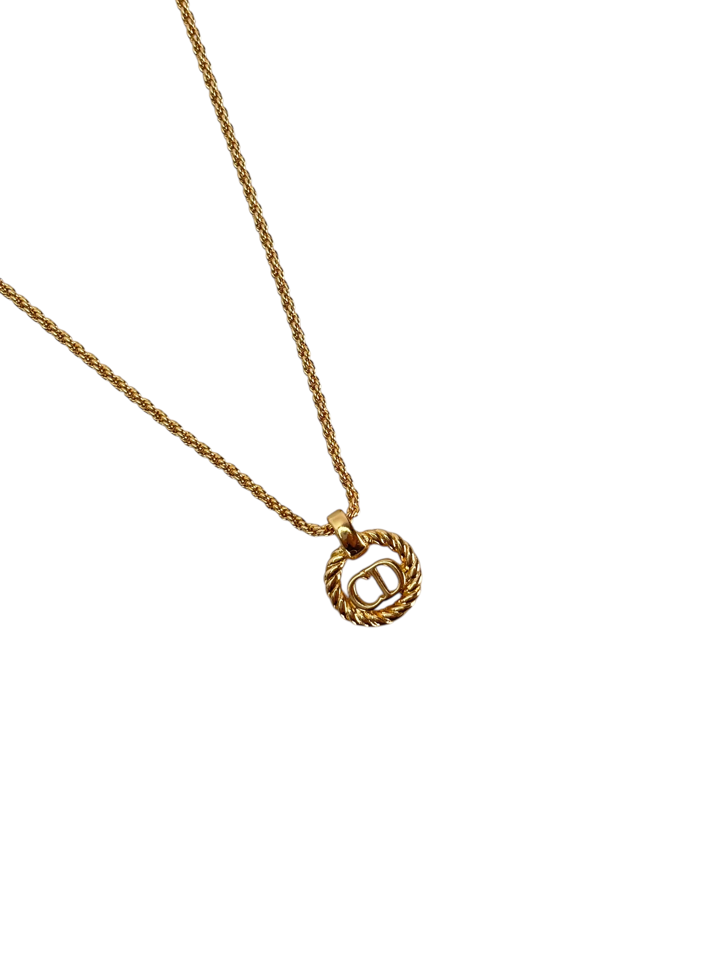 CHRISTIAN DIOR - Gold CD Logo Metal Necklace 