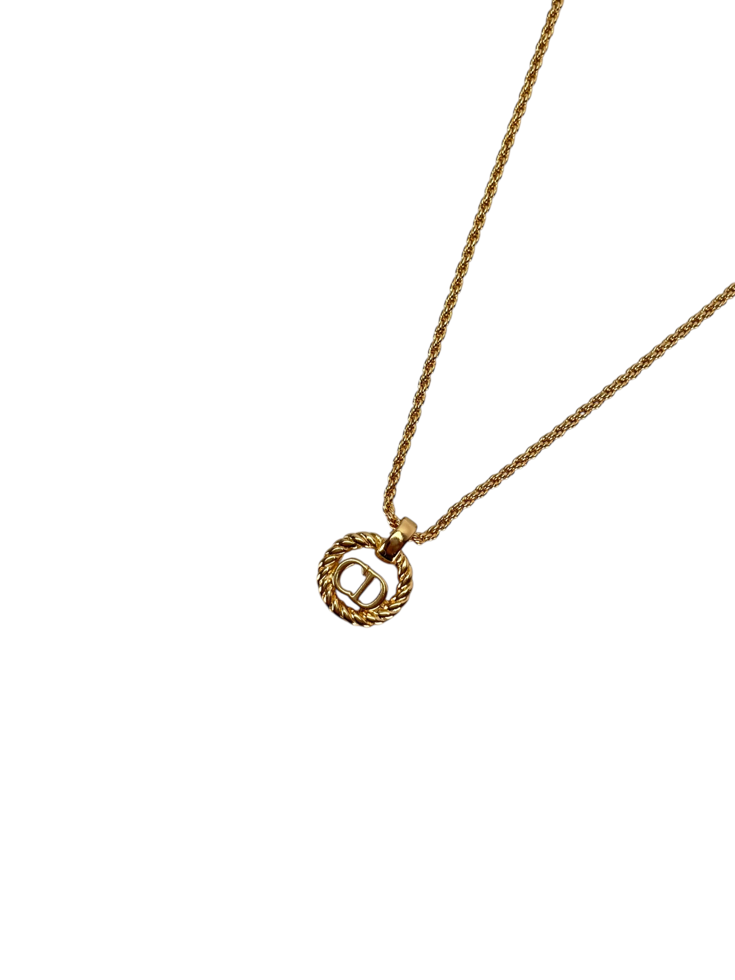 CHRISTIAN DIOR - Gold CD Logo Metal Necklace 