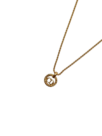 CHRISTIAN DIOR - Gold CD Logo Metal Necklace 