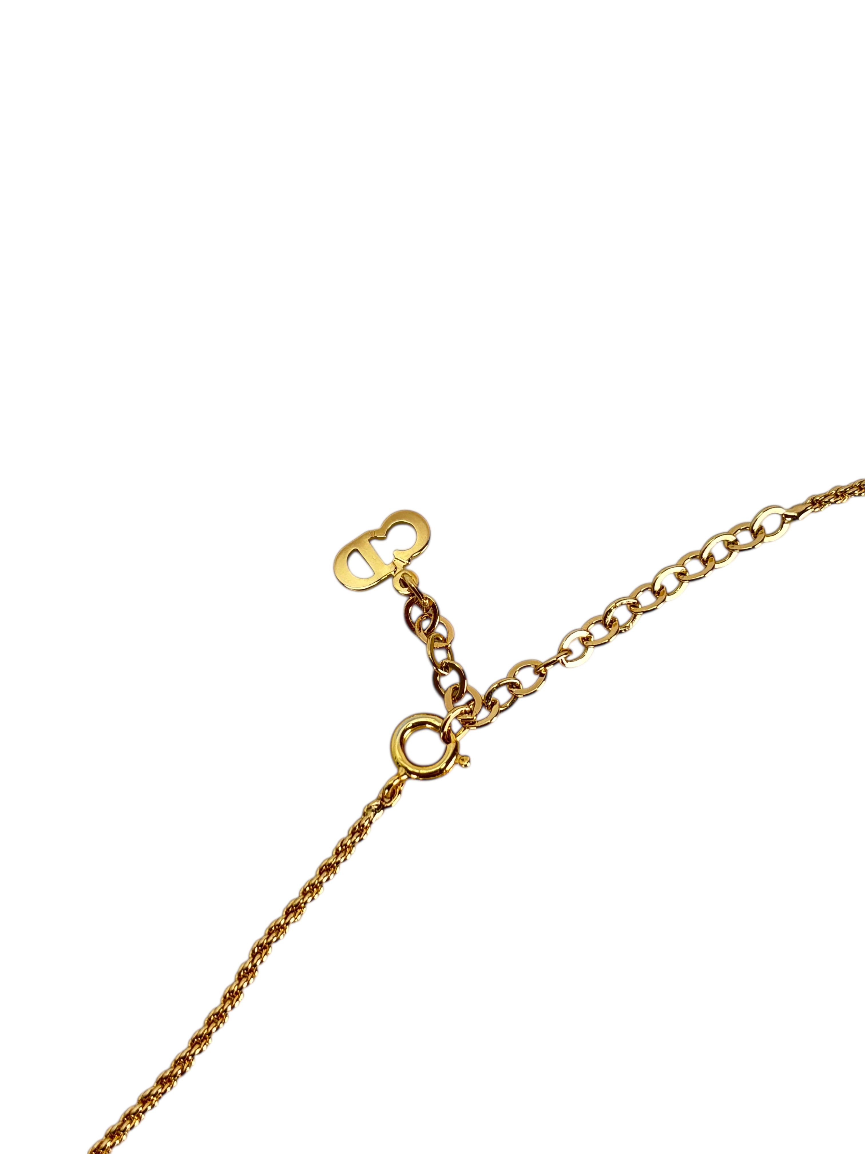 CHRISTIAN DIOR - Gold CD Logo Metal Necklace 