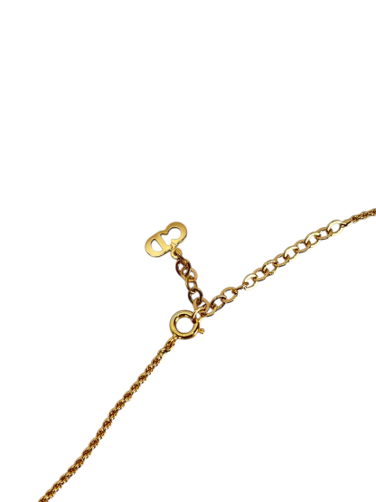 CHRISTIAN DIOR - Gold CD Logo Metal Necklace 