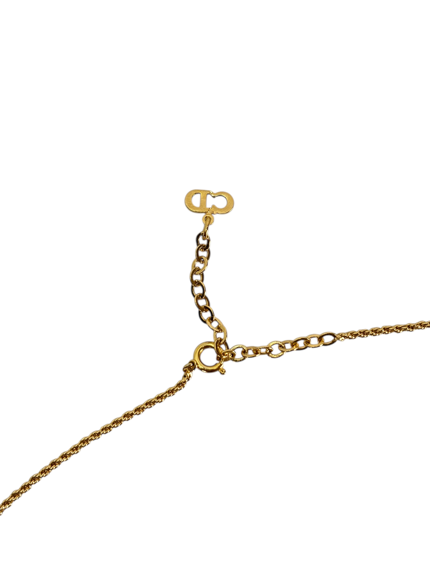 CHRISTIAN DIOR - Gold Tone CD Logo Pendant Necklace