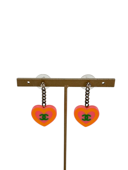 CHANEL - 04C Pink CC Heart Earrings