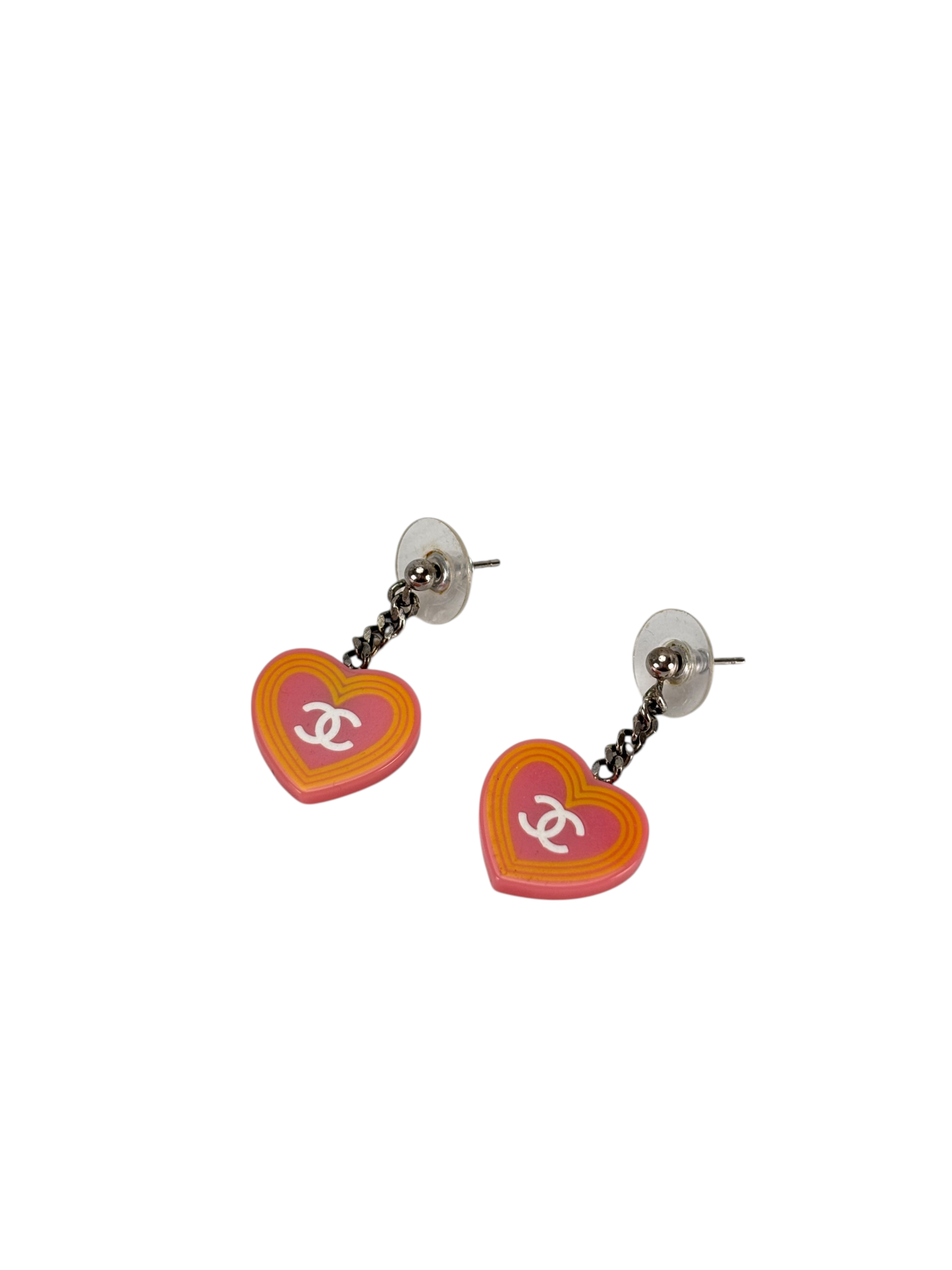 CHANEL - 04C Pink CC Heart Earrings