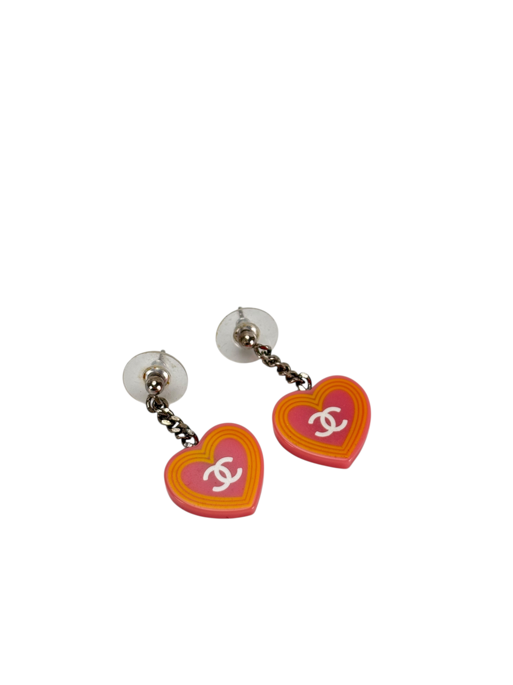 CHANEL - 04C Pink CC Heart Earrings
