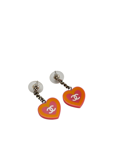 CHANEL - 04C Pink CC Heart Earrings