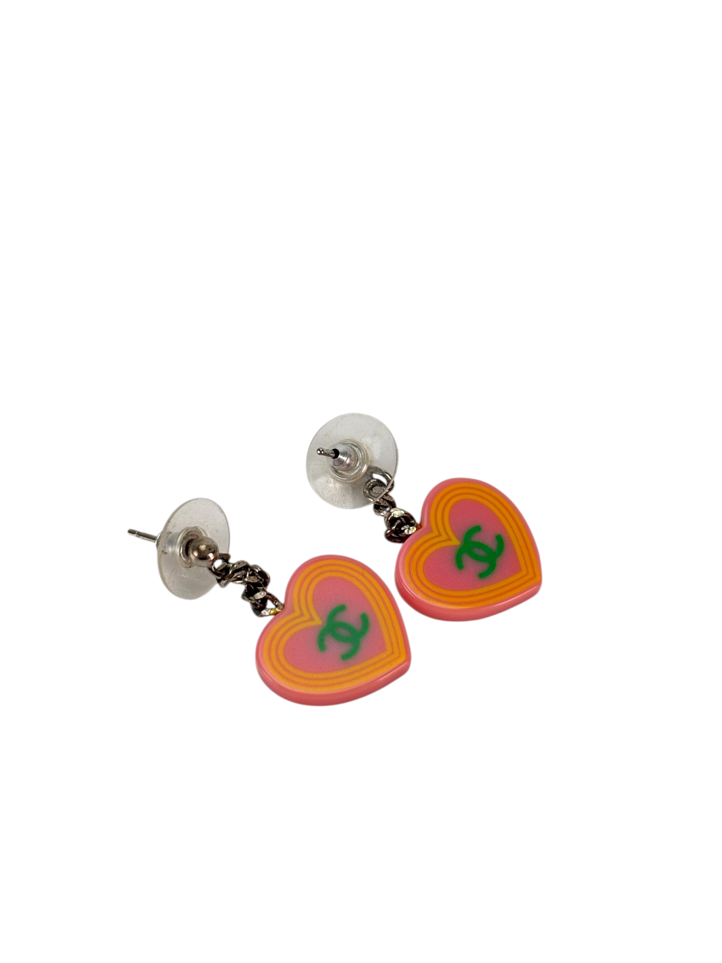 CHANEL - 04C Pink CC Heart Earrings