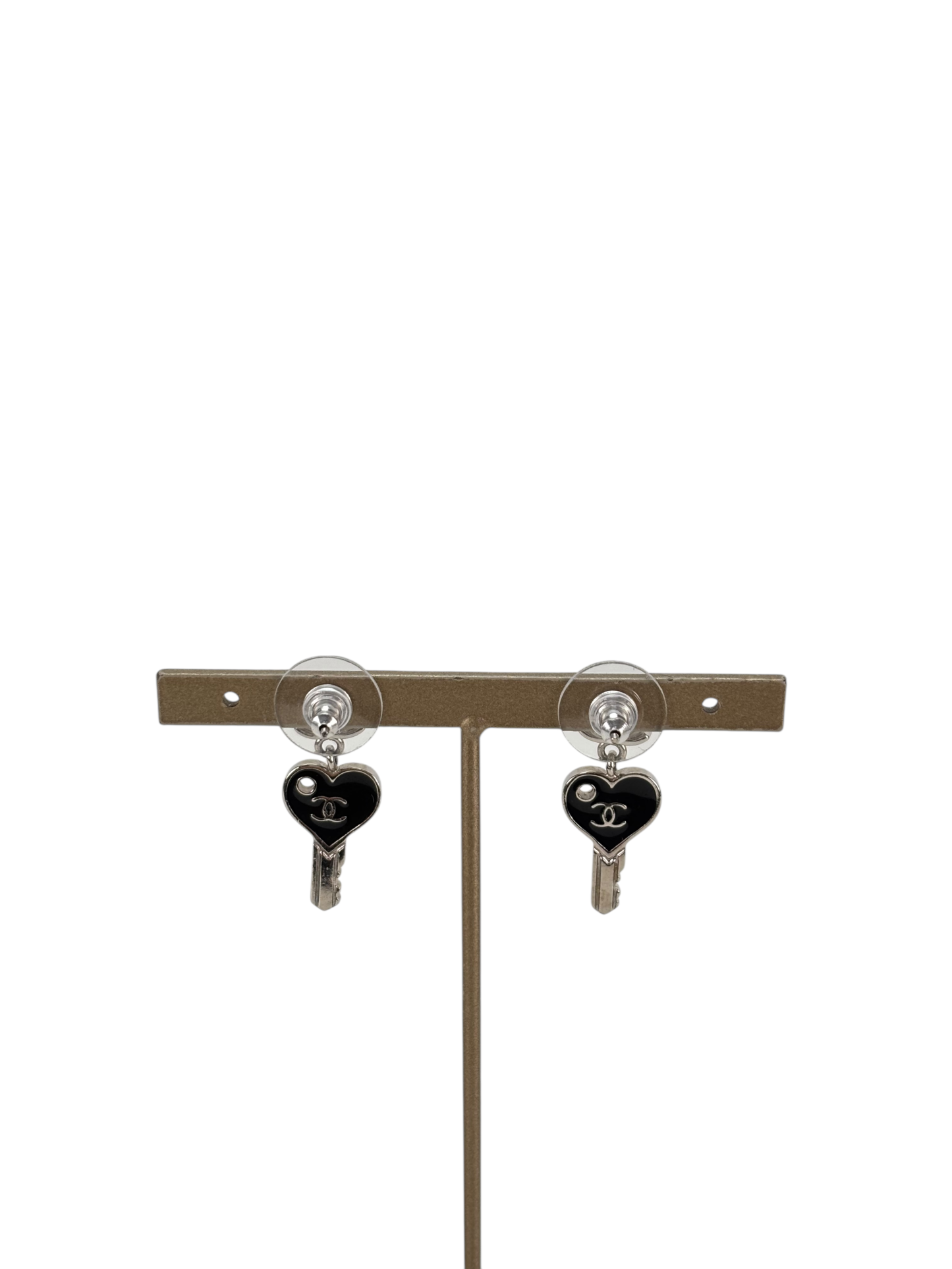 CHANEL - Black Key CC Pendant Earrings