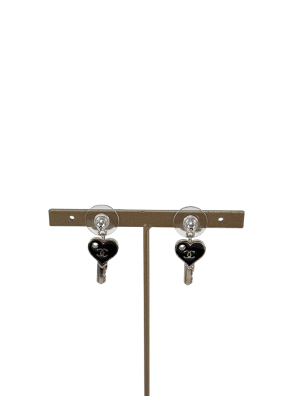 CHANEL - Black Key CC Pendant Earrings