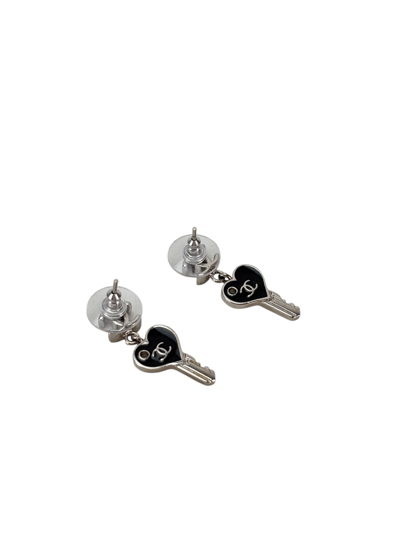CHANEL - Black Key CC Pendant Earrings