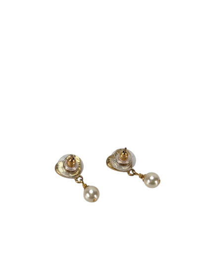 CHANEL - 04A Black CC Heart Pearl Earrings