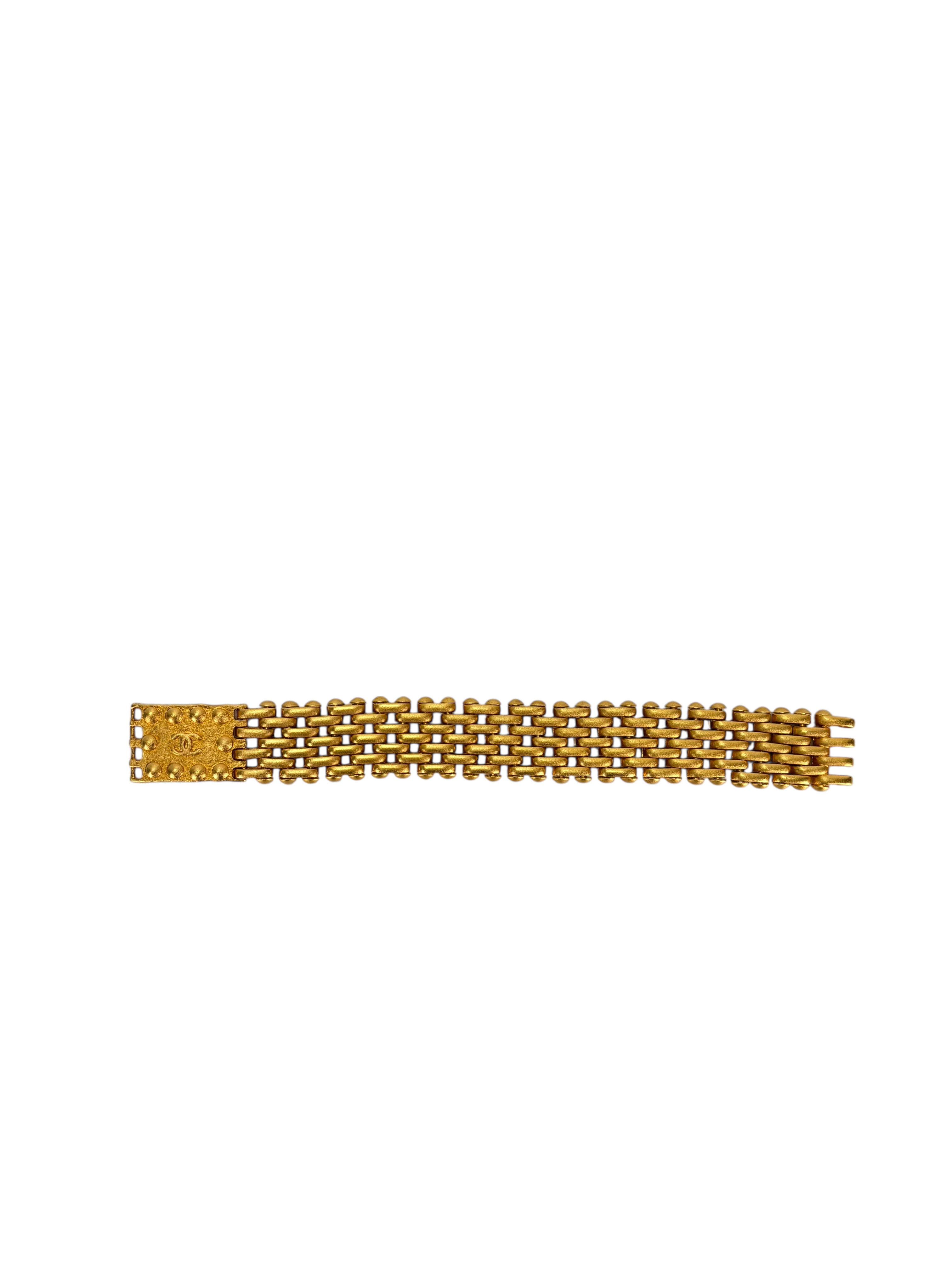 CHANEL - 97A Gold Square CC Bracelet 