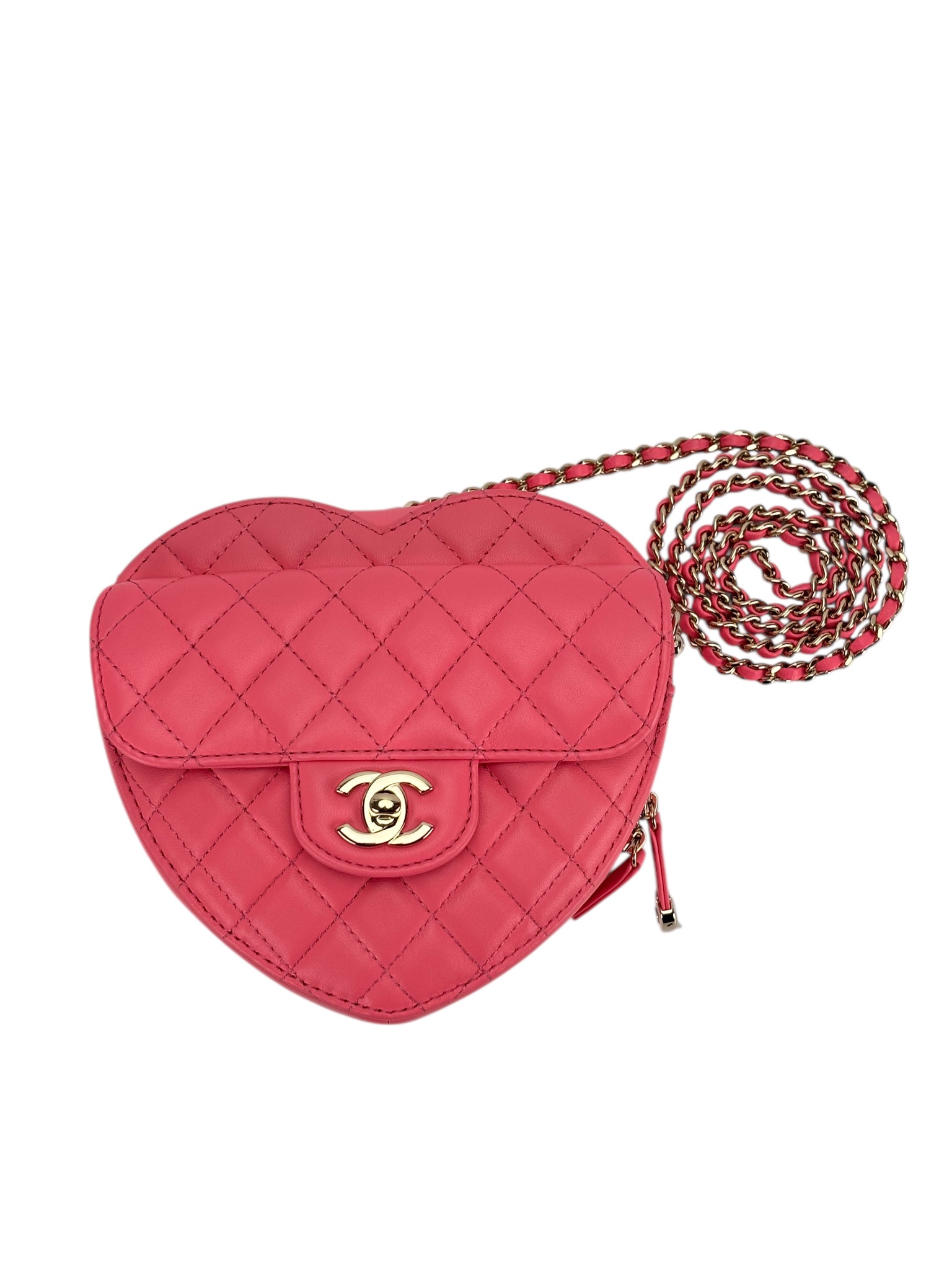 CHANEL - 22S CC In Love Heart Clutch Pink Lambskin With Chain