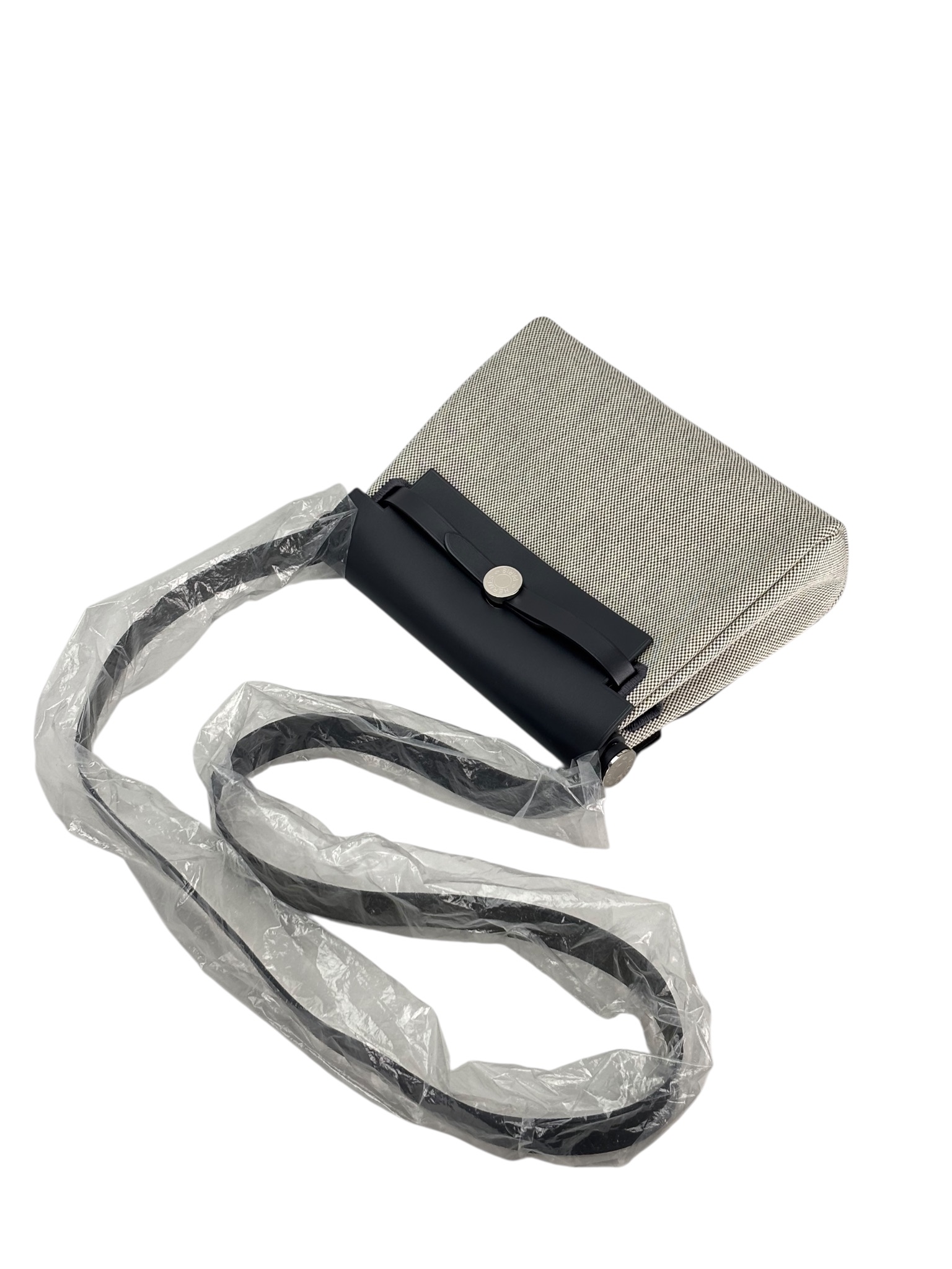 HERMES - Herbag Zip 20 Mini Black (PM) Toile Vache Palladium Hardware