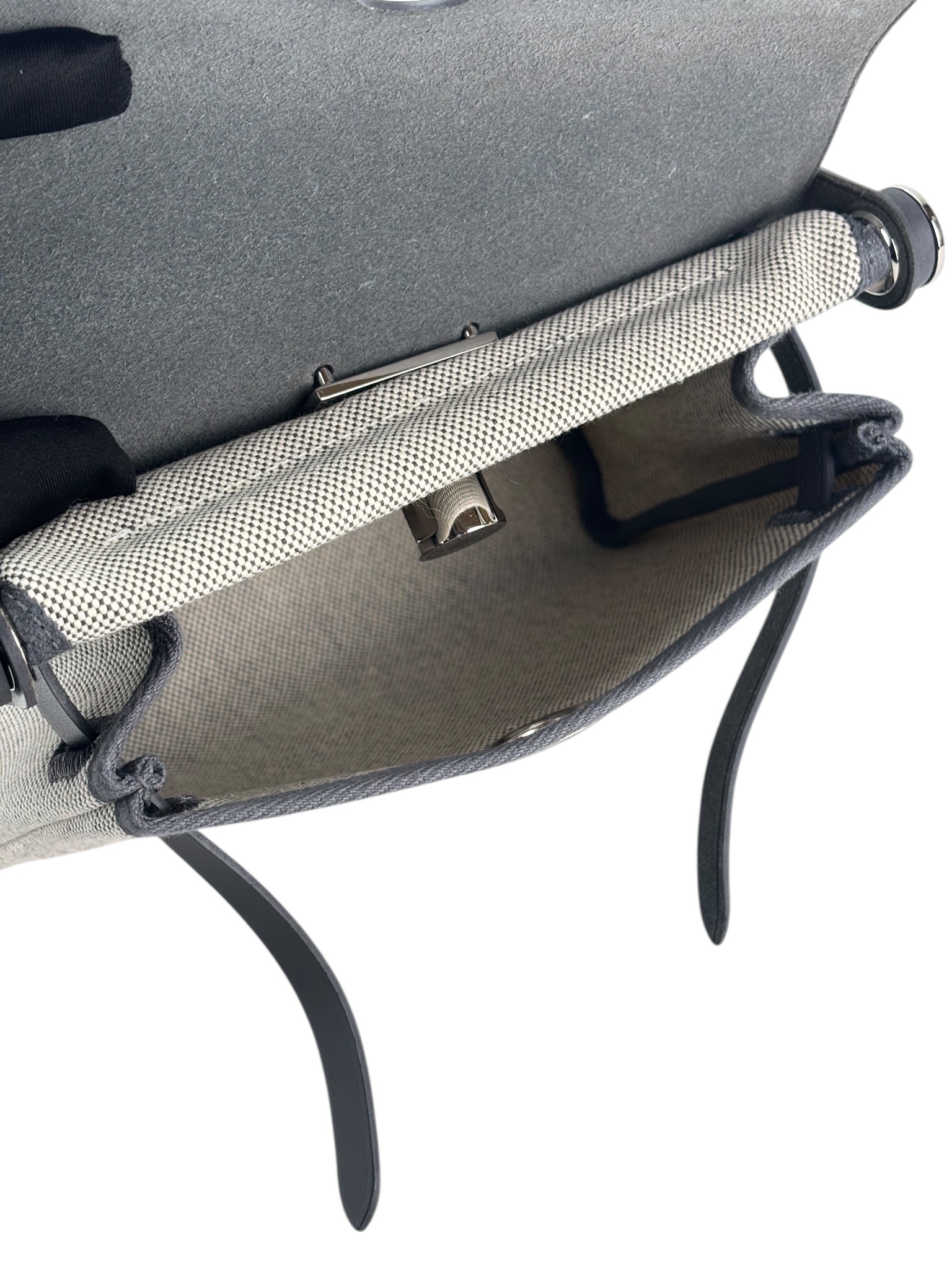 HERMES - Herbag Zip 20 Mini Black (PM) Toile Vache Palladium Hardware