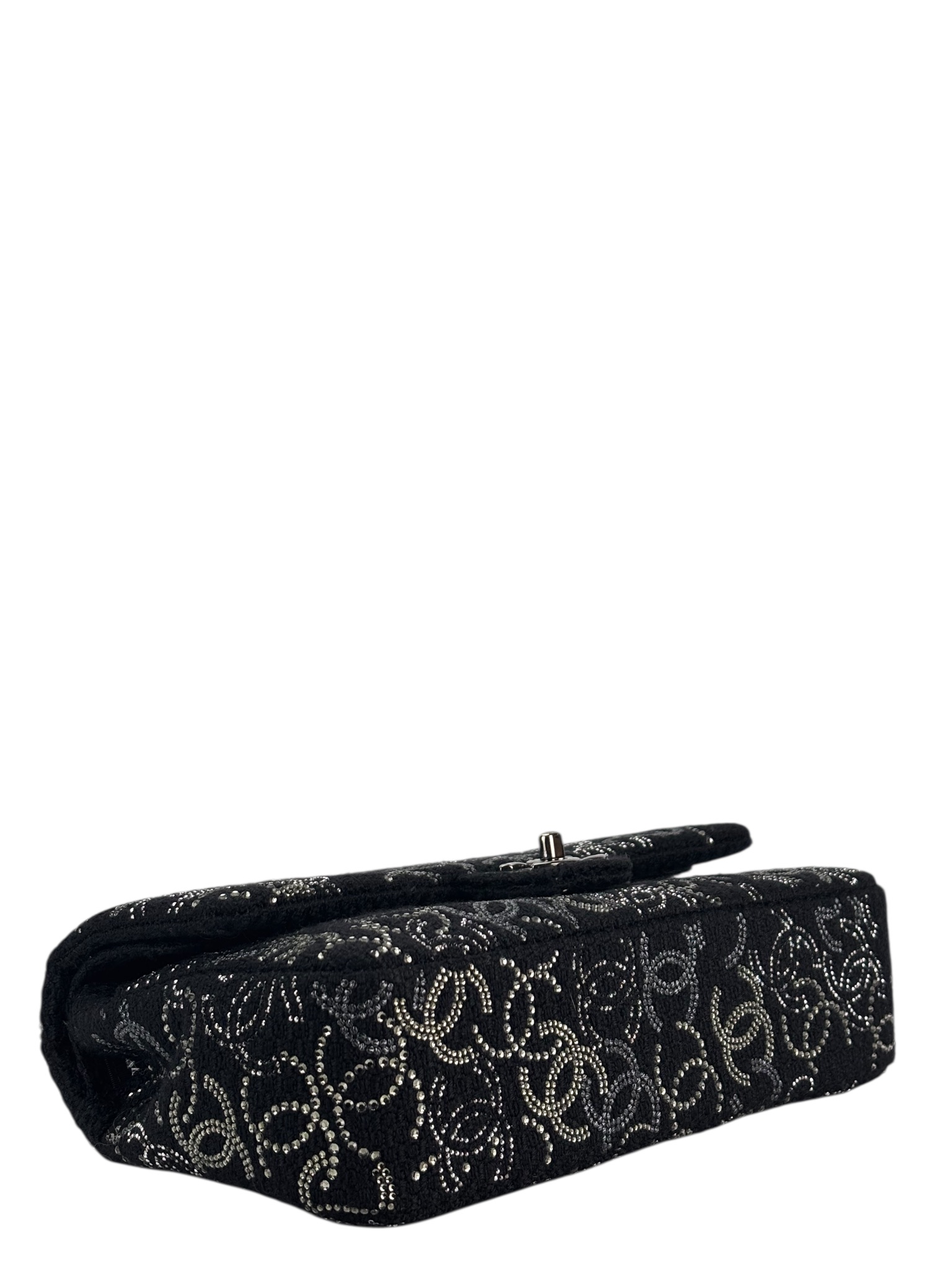 CHANEL - Medium Strass Pudong Flap Black Tweed Gold Hardware 