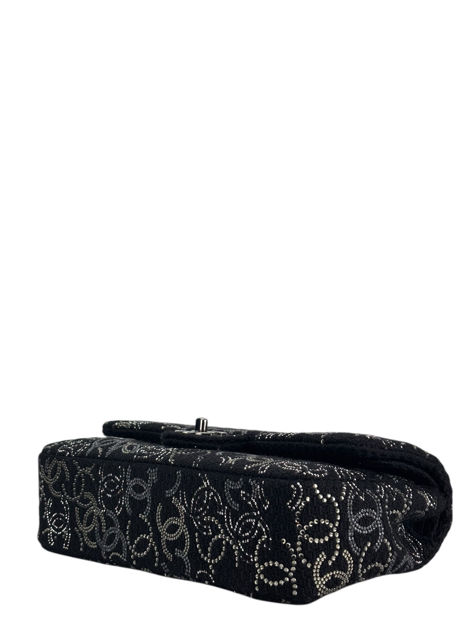 CHANEL - Medium Strass Pudong Flap Black Tweed Gold Hardware 