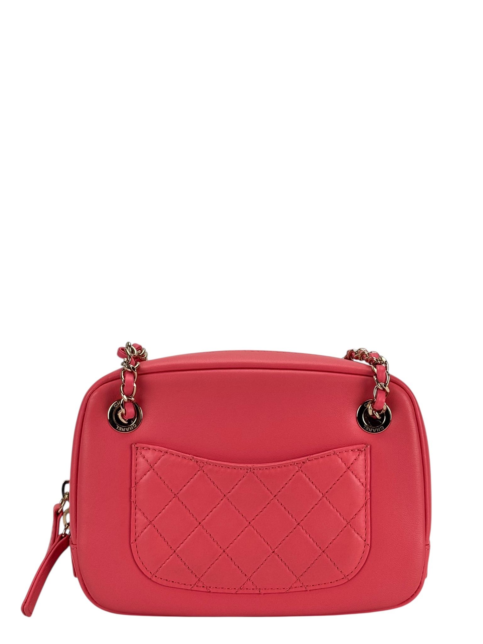 CHANEL - Pink Lambskin Coco Mark Jeweled Crystal Camera Case 2Way Chain Shoulder Bag