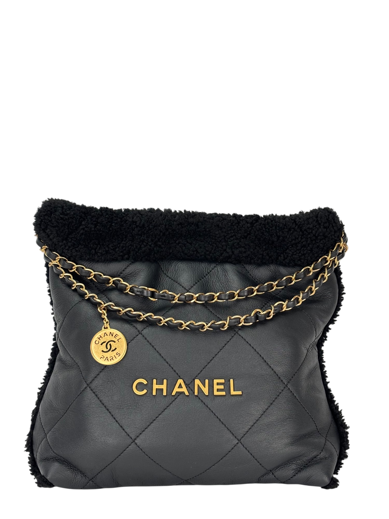 CHANEL - 22 Bag Black Lambskin Gold Hardware Small